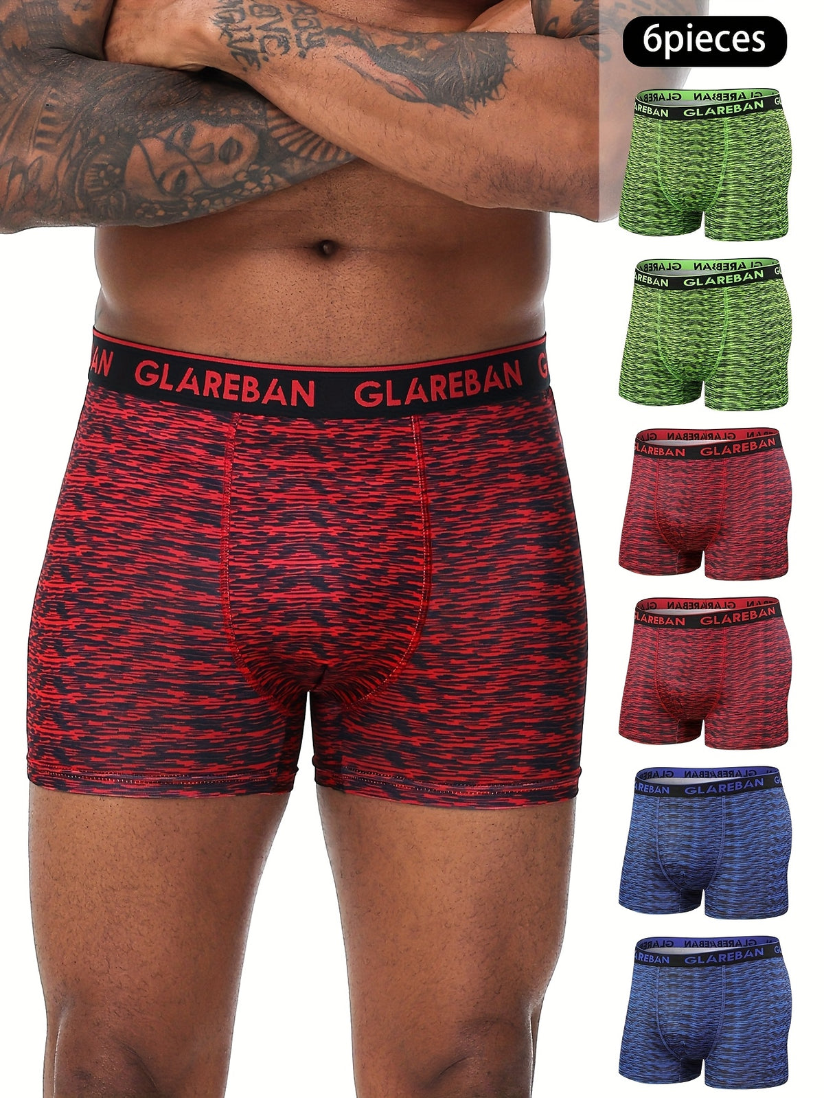 Boxer de sport microfibre homme — lot de 6, assortiment S