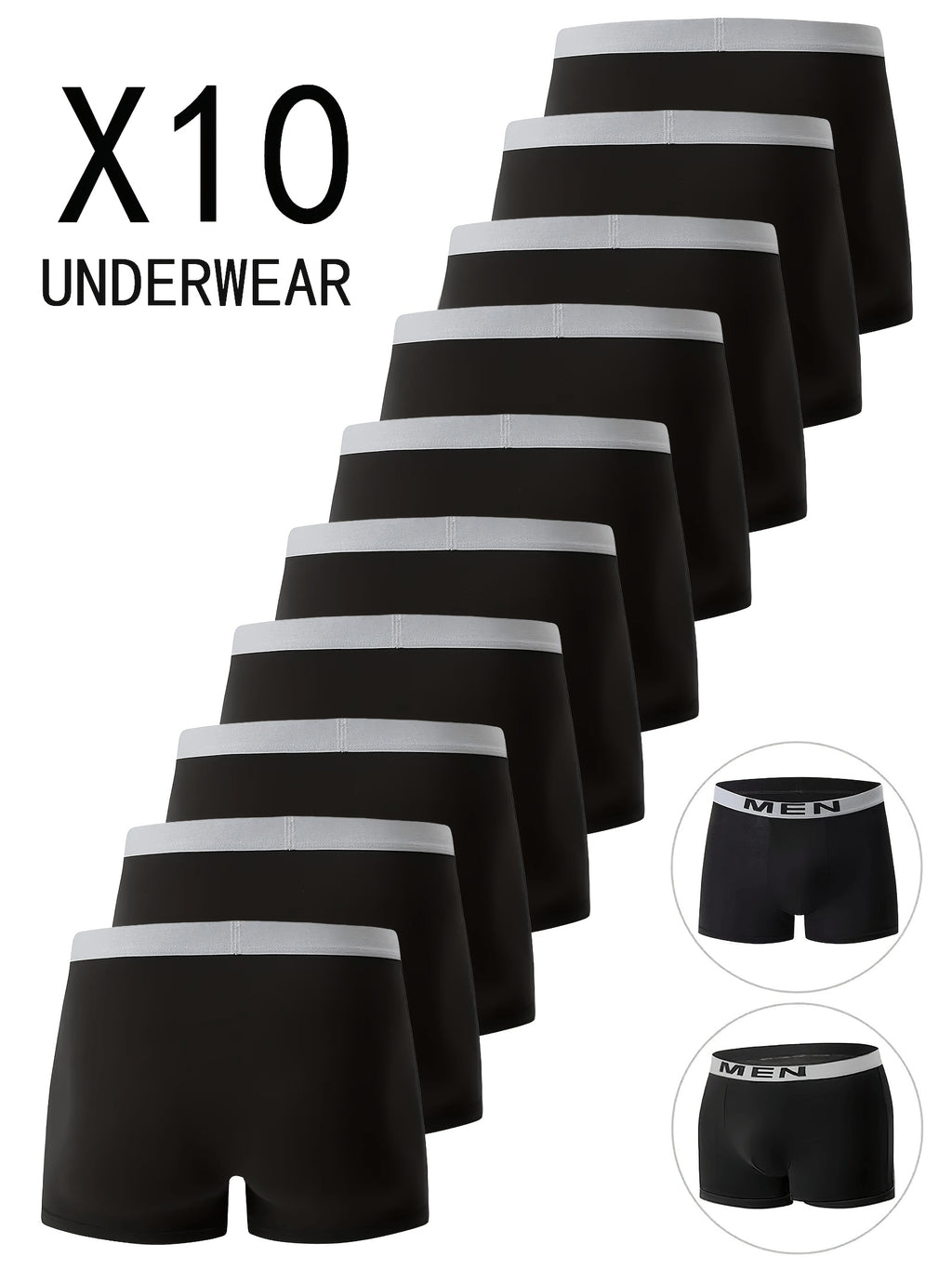 Boxer de sport respirant microfibre homme — lot de 10, uni, du S au 3XL