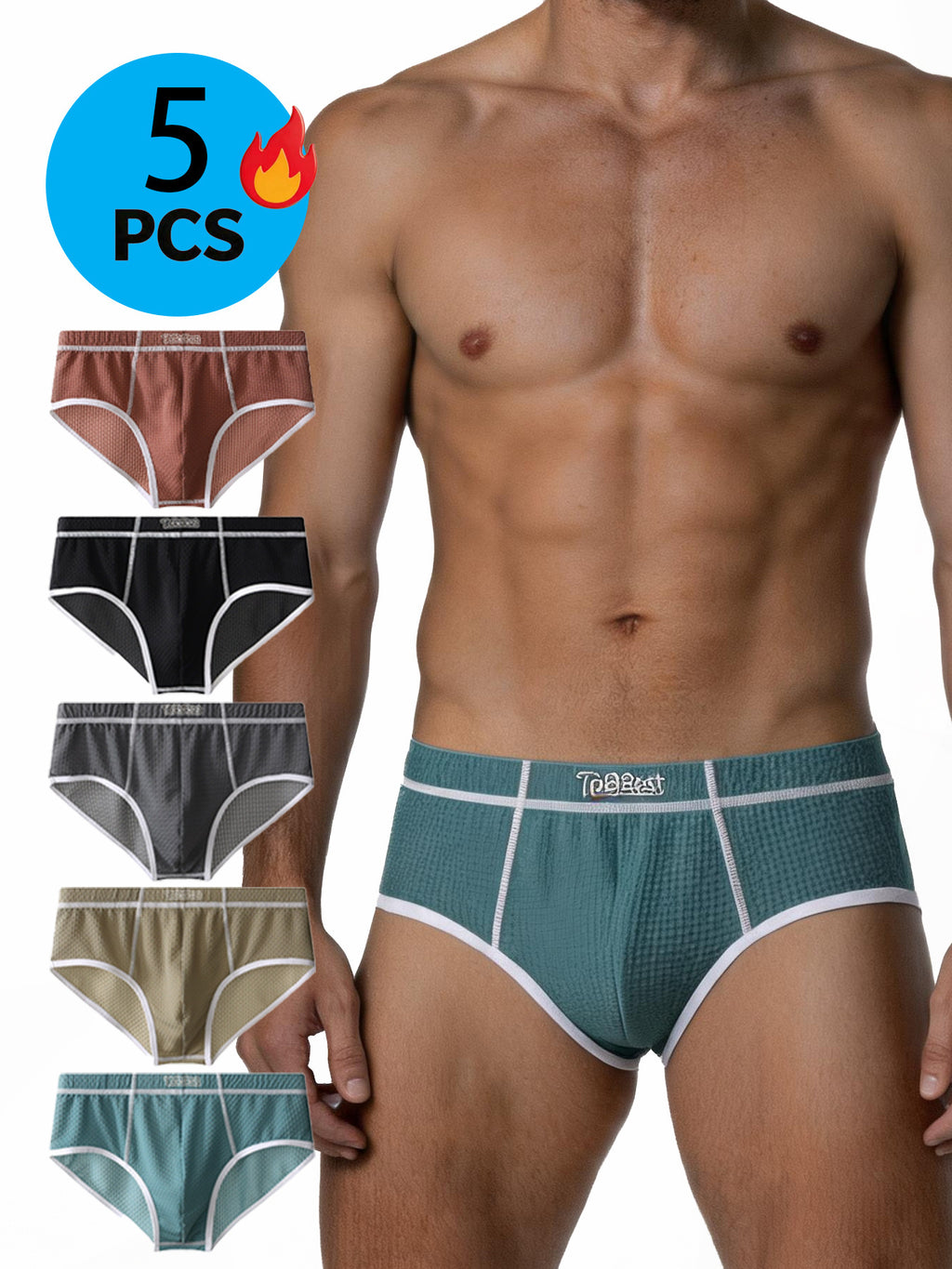Boxer respirant microfibre homme — lot de 5, uni, du S au XL (modèle 2)