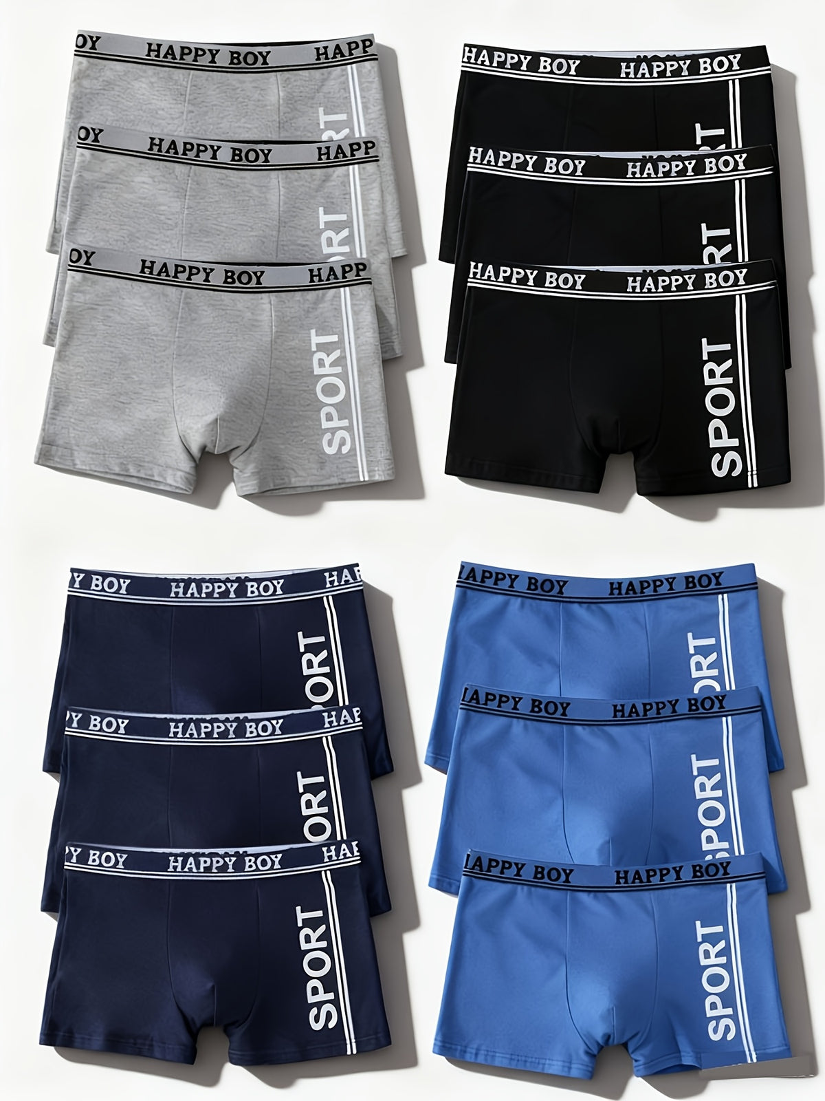 Boxer de sport respirant coton homme — lot de 12
