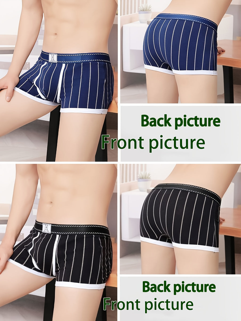 Boxer de sport respirant coton homme — lot de 6, rayé