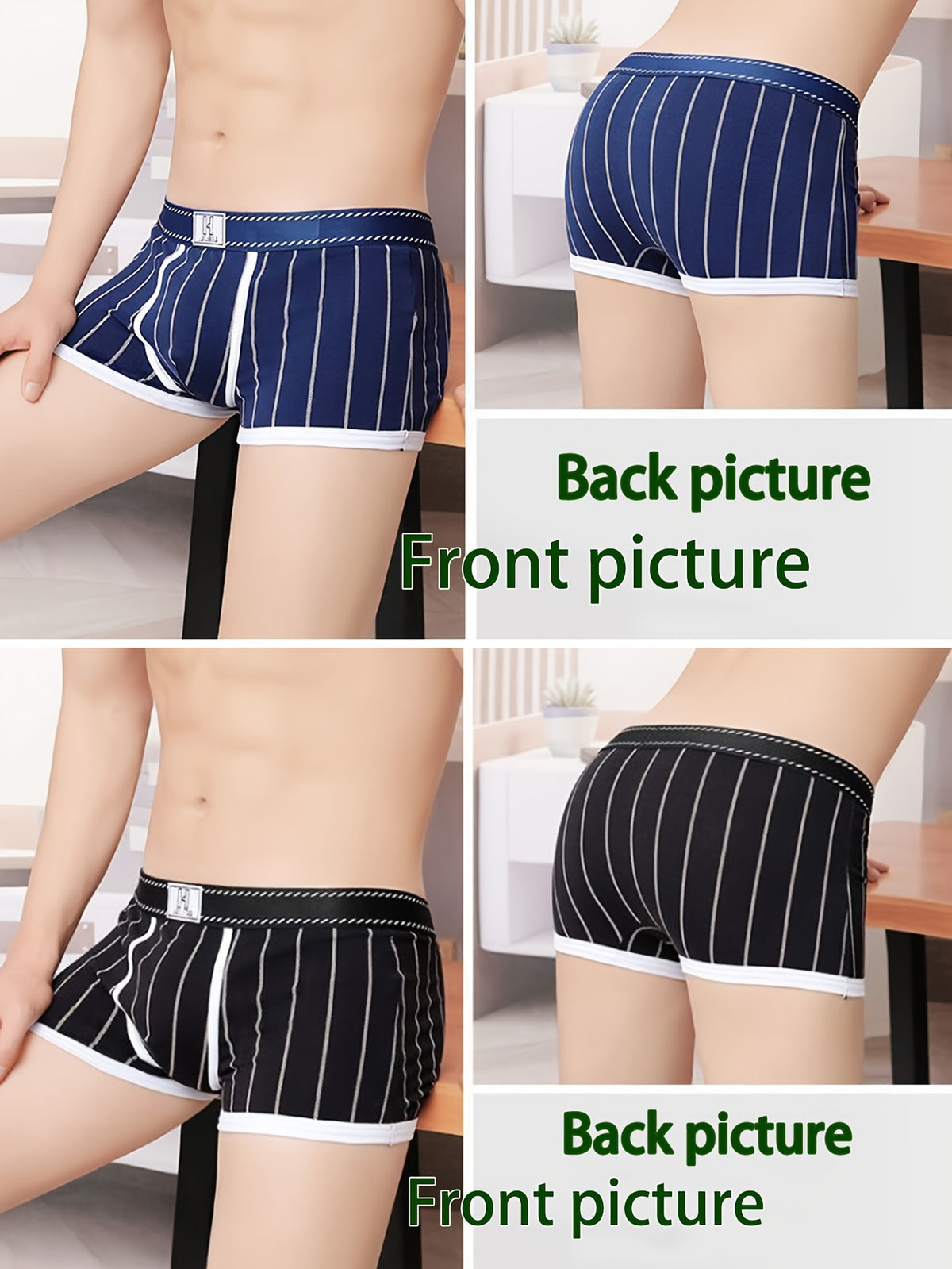 Boxer de sport respirant coton homme — lot de 6, rayé