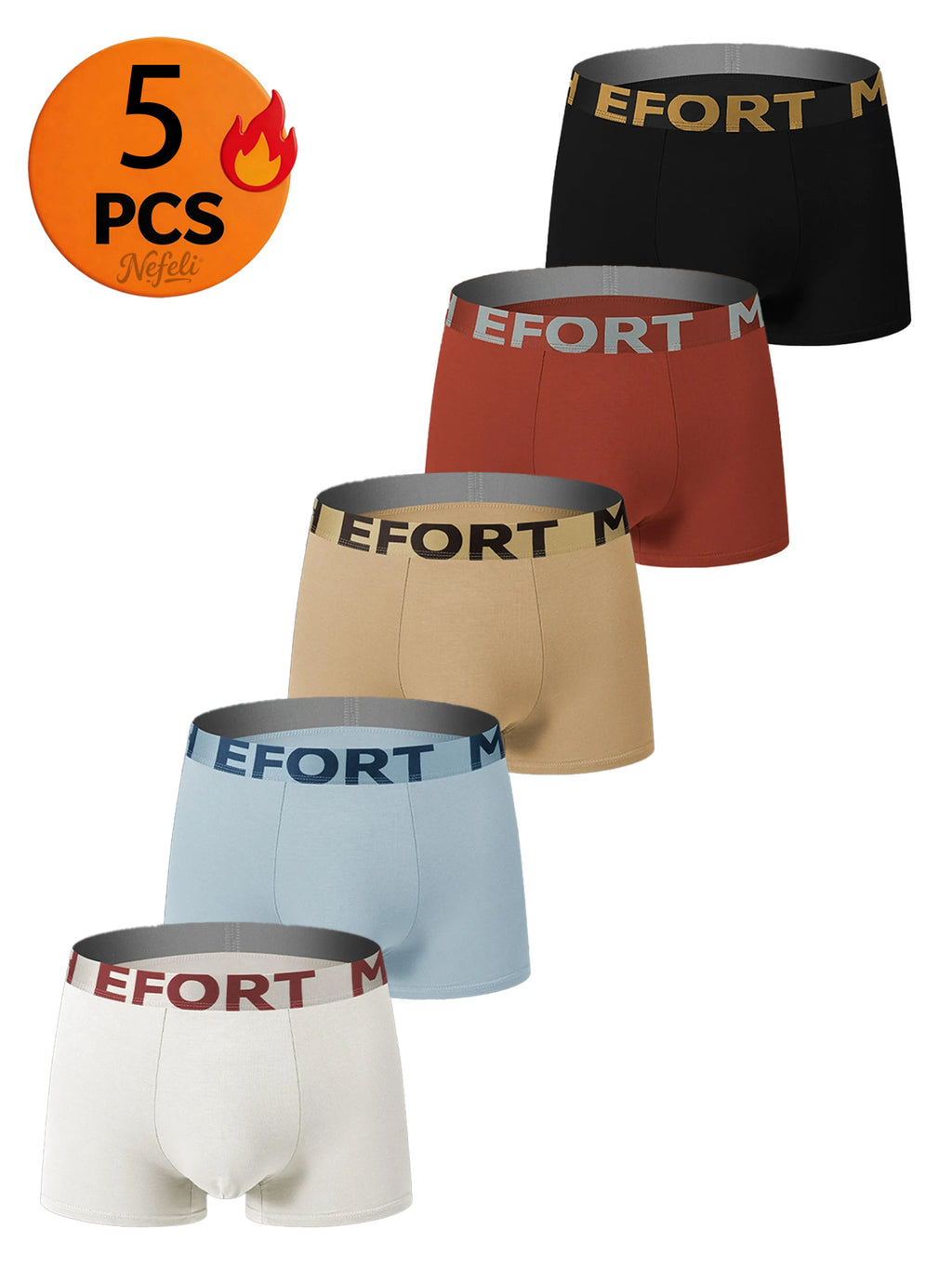 Slip de sport respirant coton homme — lot de 5, uni, du M au XXL