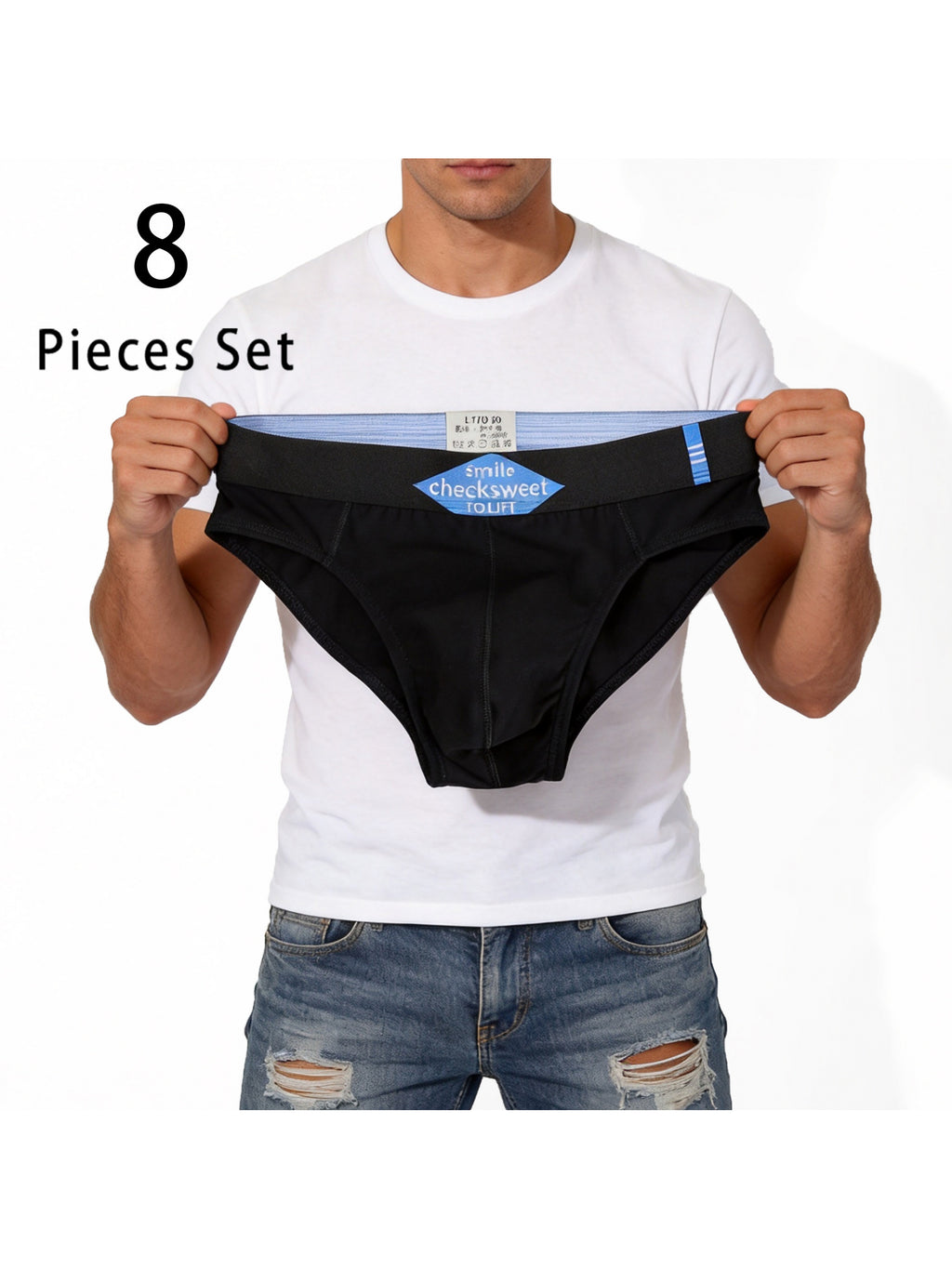 Slip large respirant coton homme — lot de 8, uni