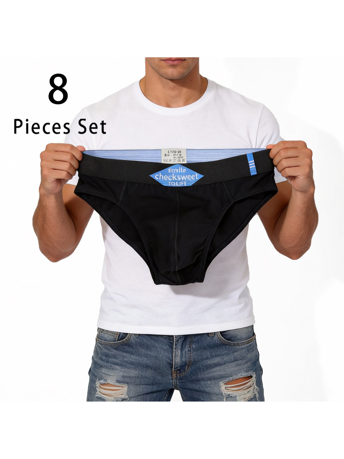 Slip large respirant coton homme — lot de 8, uni