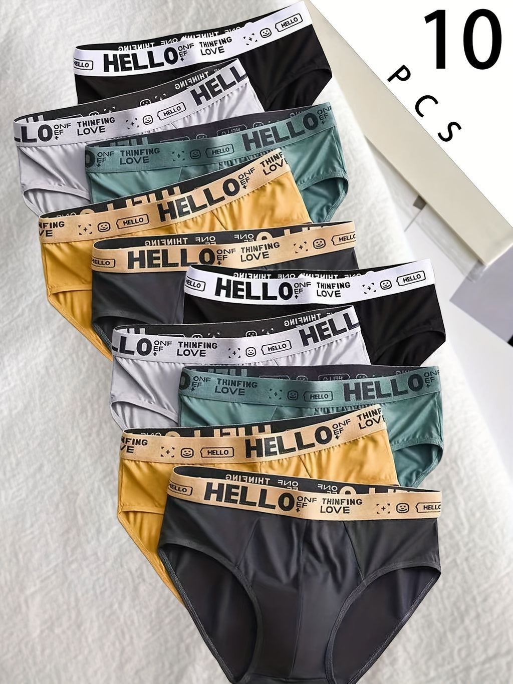 Slip respirant microfibre homme — lot de 10, imprimé, assortiment S