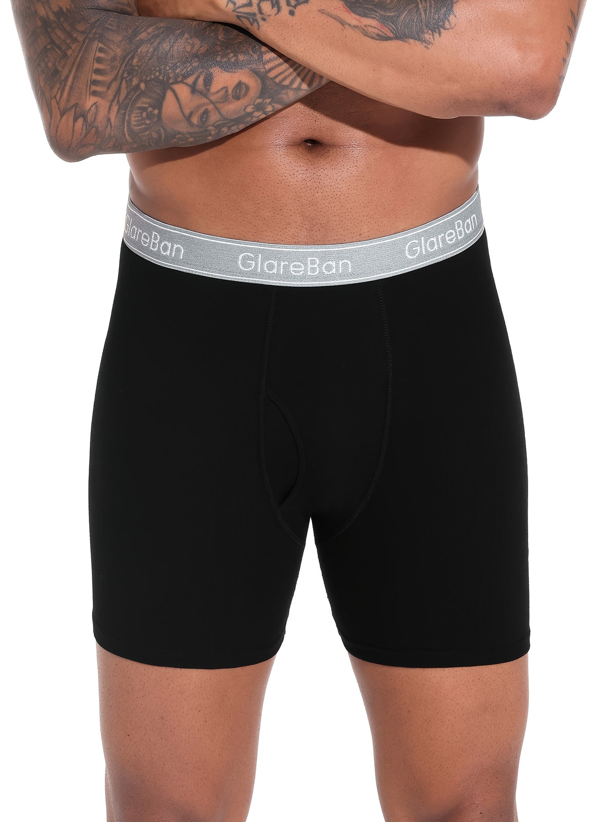 Boxer long coton homme — lot de 3, uni, assortiment S