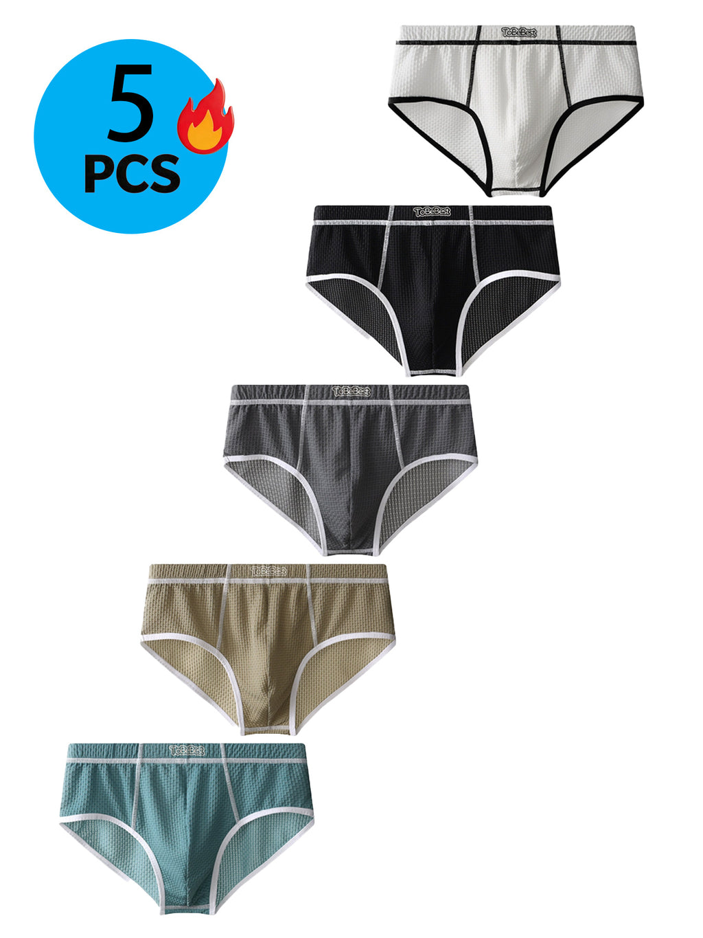 Slip de sport à poche de maintien microfibre homme — lot de 5, uni