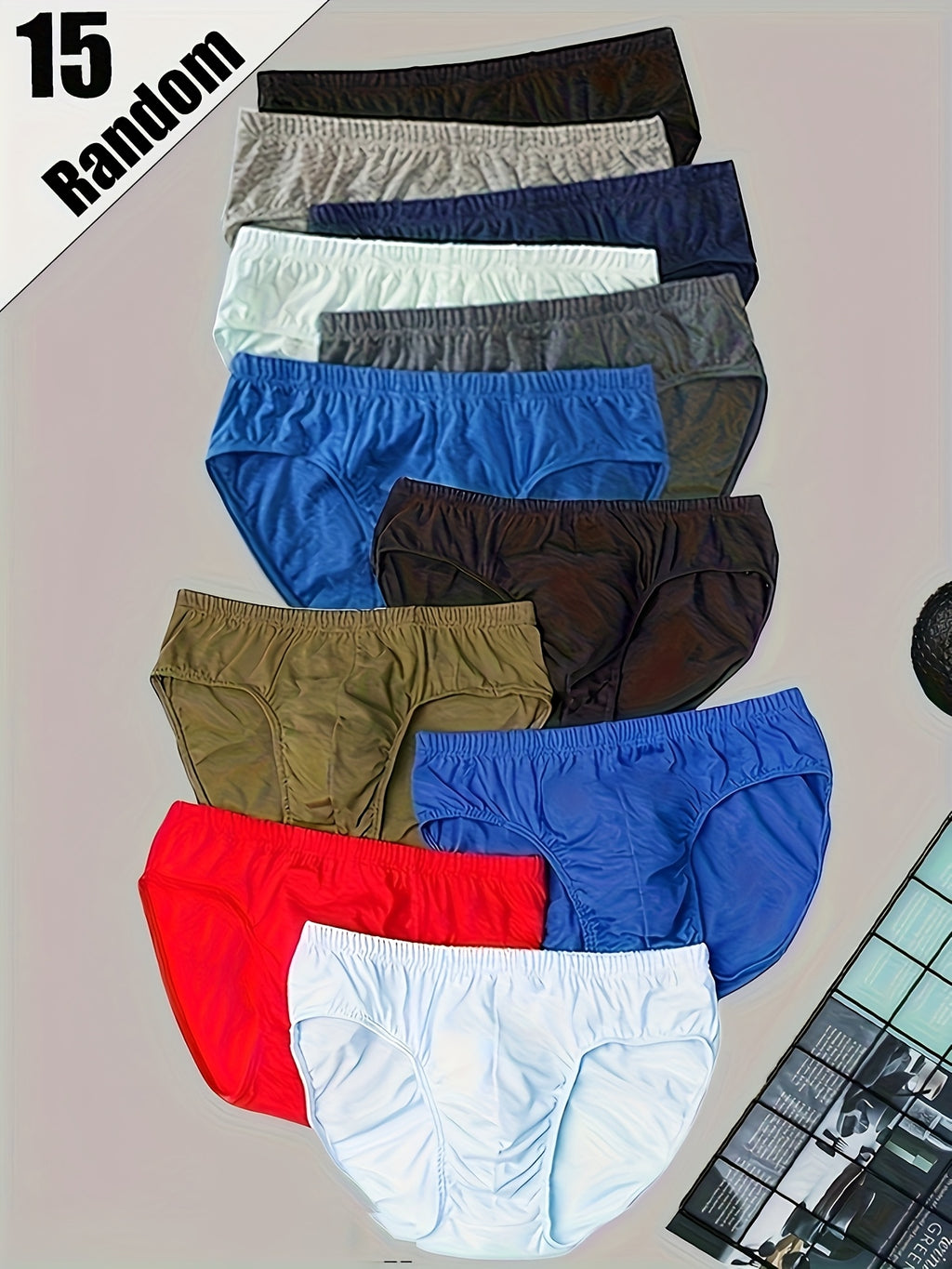 Slip séchage rapide respirant coton homme — lot de 15, uni