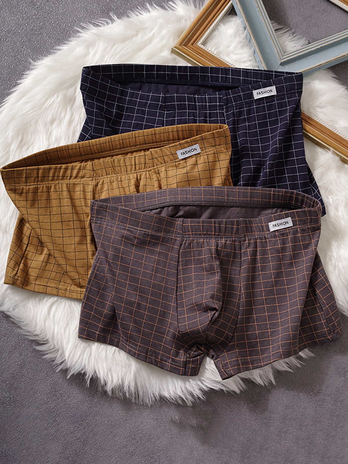 Boxer large séchage rapide coton homme — lot de 5, à carreaux