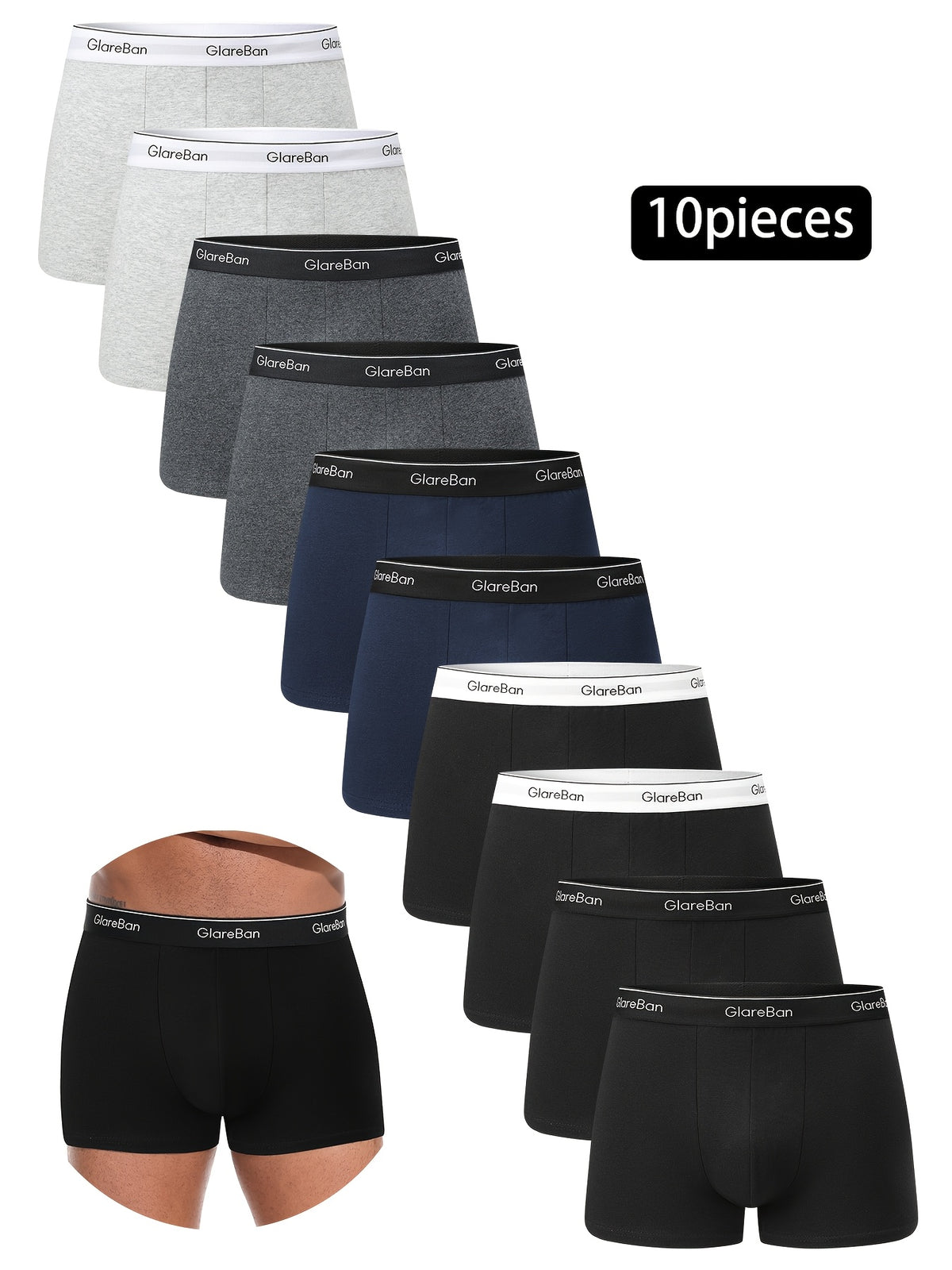 Slip de sport coton homme — lot de 10, uni, assortiment S