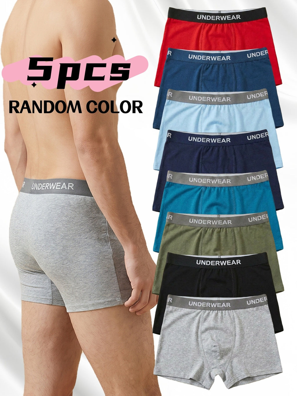 Boxer homme — lot de 5, uni