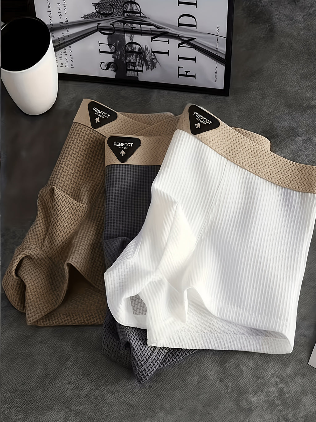 Boxer de sport respirant microfibre homme — lot de 4, bleu + gris + marron + blanc