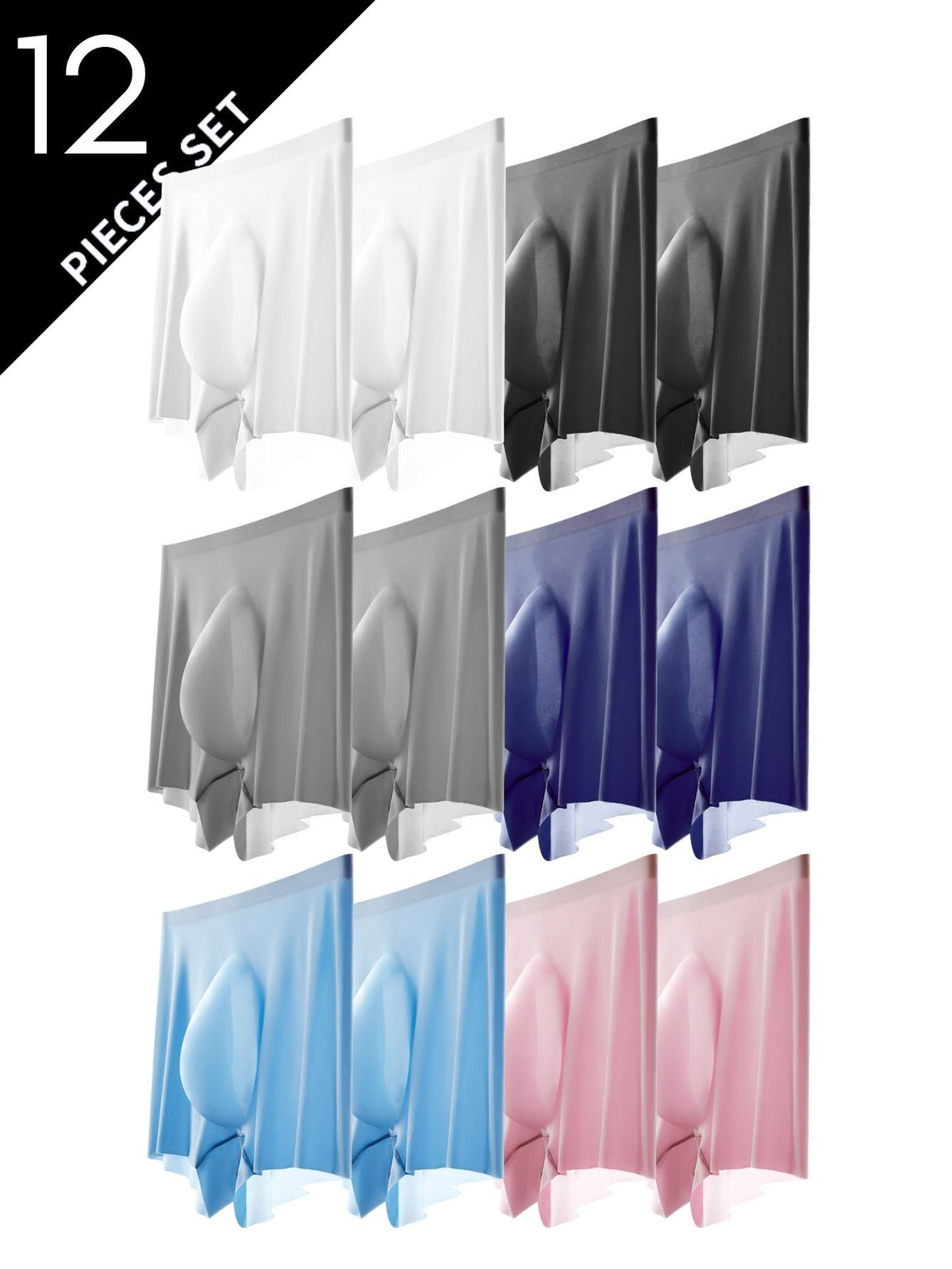 Boxer sans couture respirant microfibre homme — lot de 12, uni