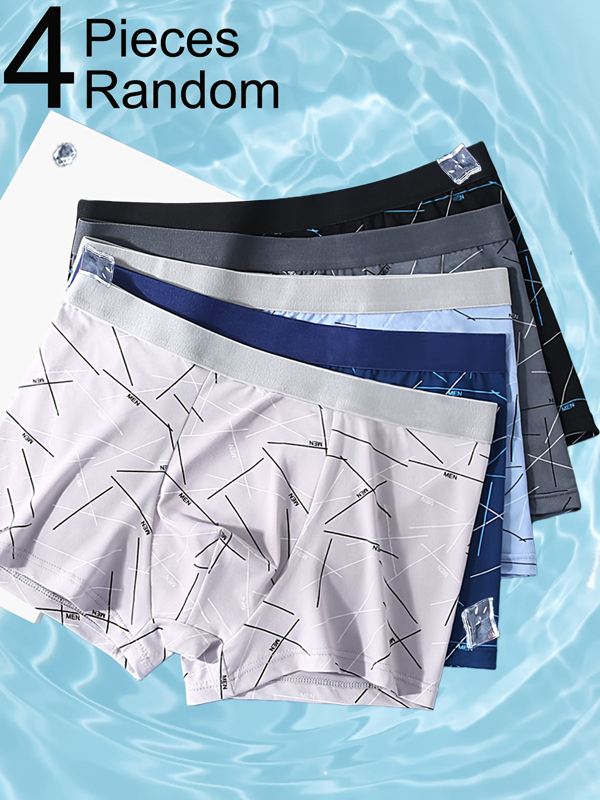 Boxer de sport respirant microfibre homme — lot de 4, imprimé