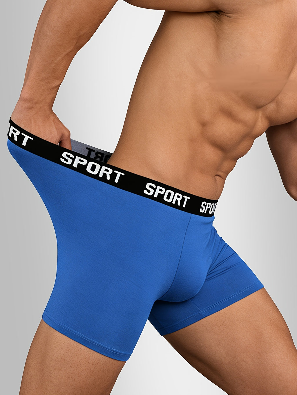Boxer long de sport microfibre homme — lot de 5, uni, assortiment A