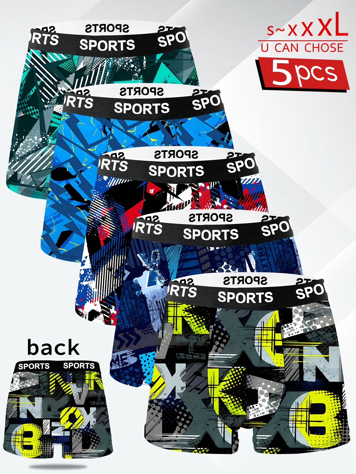 Boxer de sport respirant microfibre homme — lot de 5, multicolore