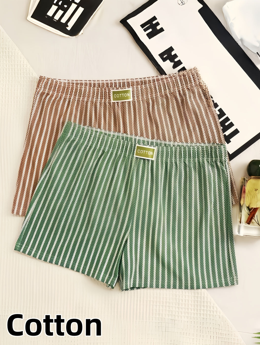 Boxer large d'intérieur coton homme — lot de 3, rayé