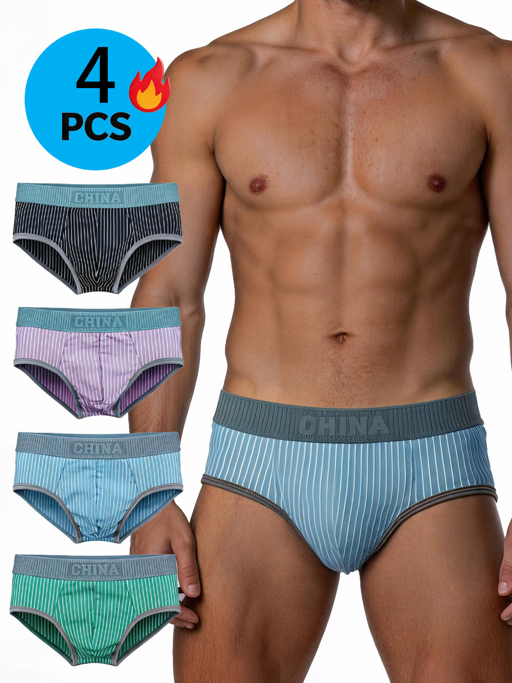 Slip coton homme — lot de 4, uni, du S au XL