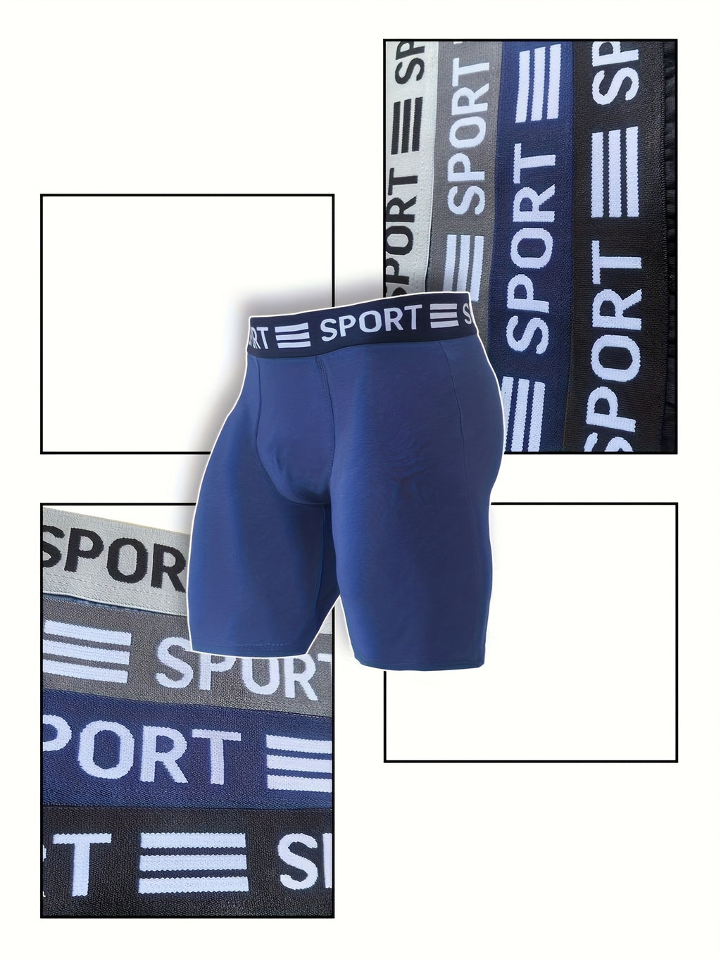 Boxer long coton homme — lot de 4, uni, du S au XXL