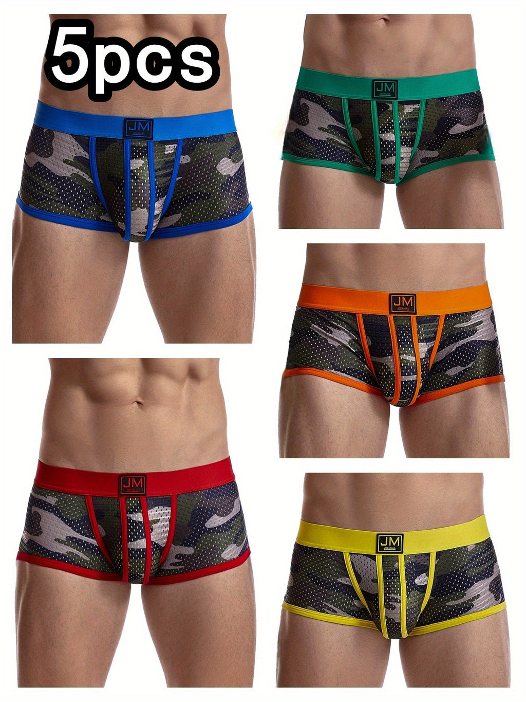 Boxer de sport d'intérieur microfibre homme — lot de 5, imprimé