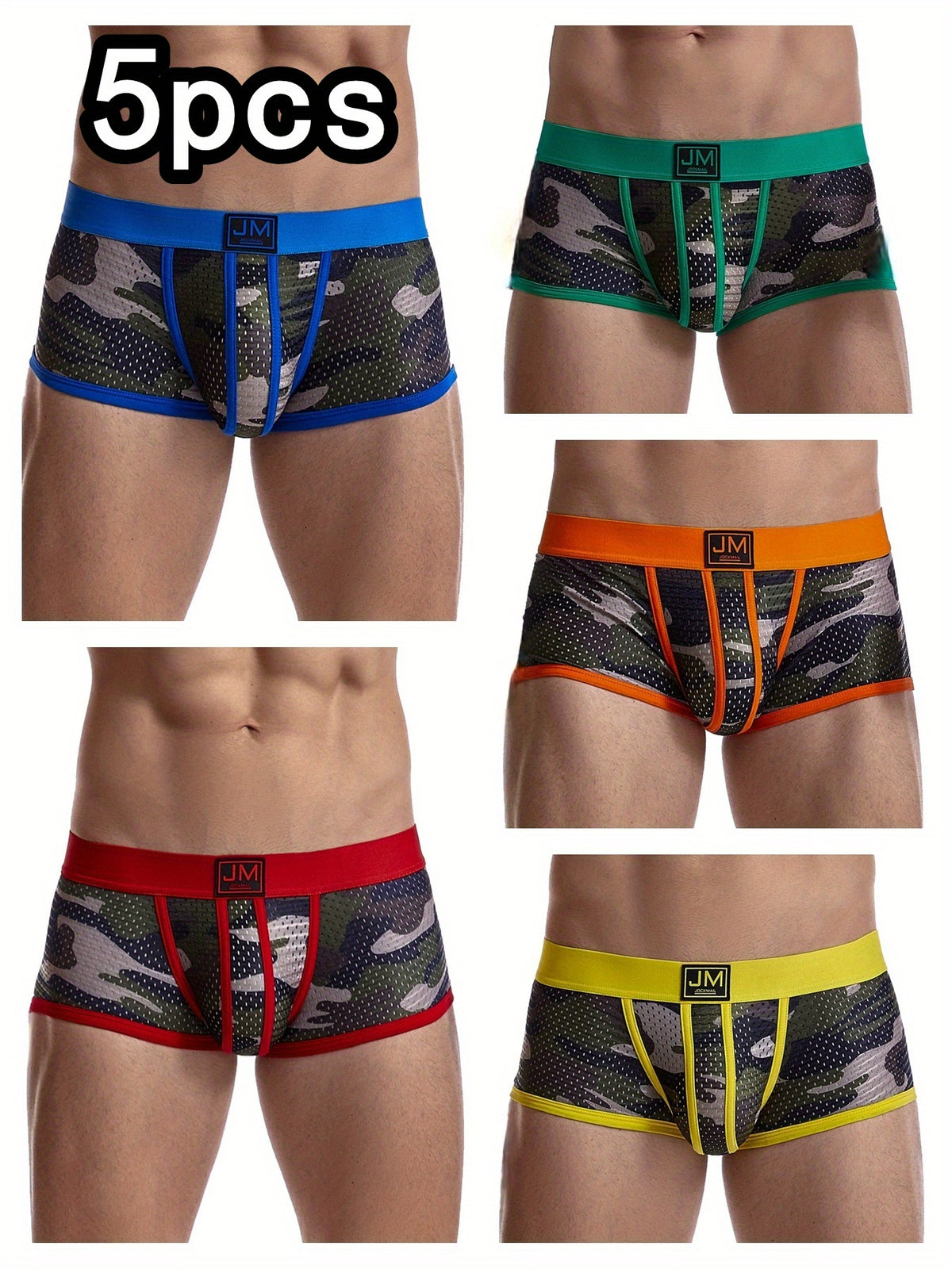 Boxer de sport d'intérieur microfibre homme — lot de 5, imprimé