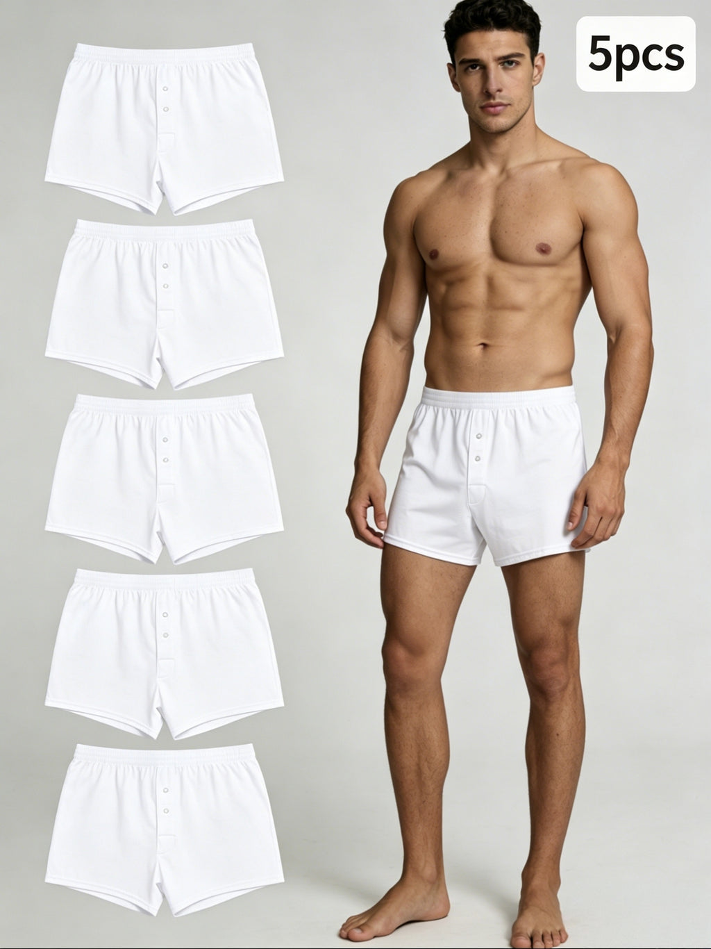 Boxer large d'intérieur coton homme — lot de 5, uni