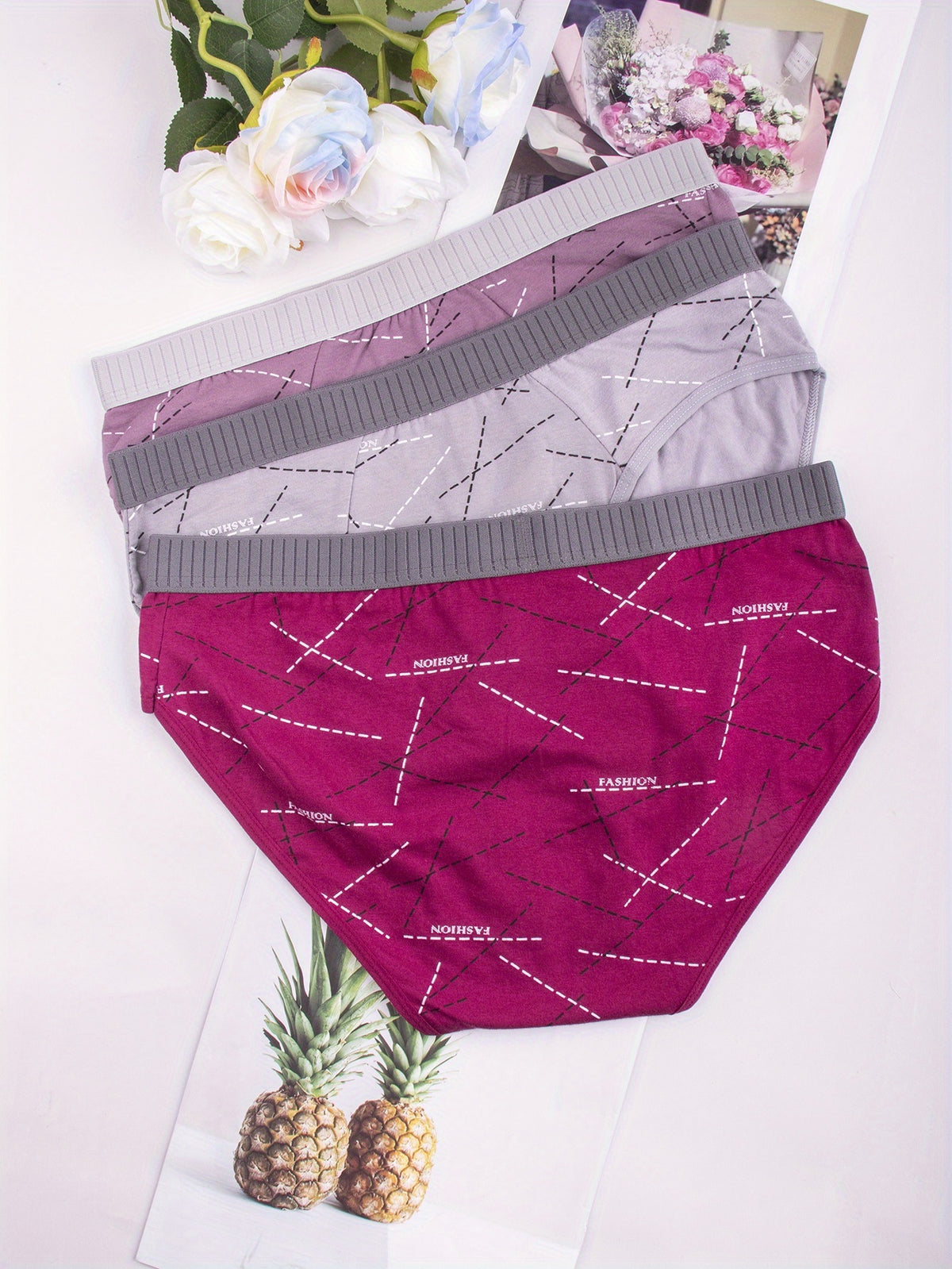 Slip respirant coton homme — lot de 3, géométrique