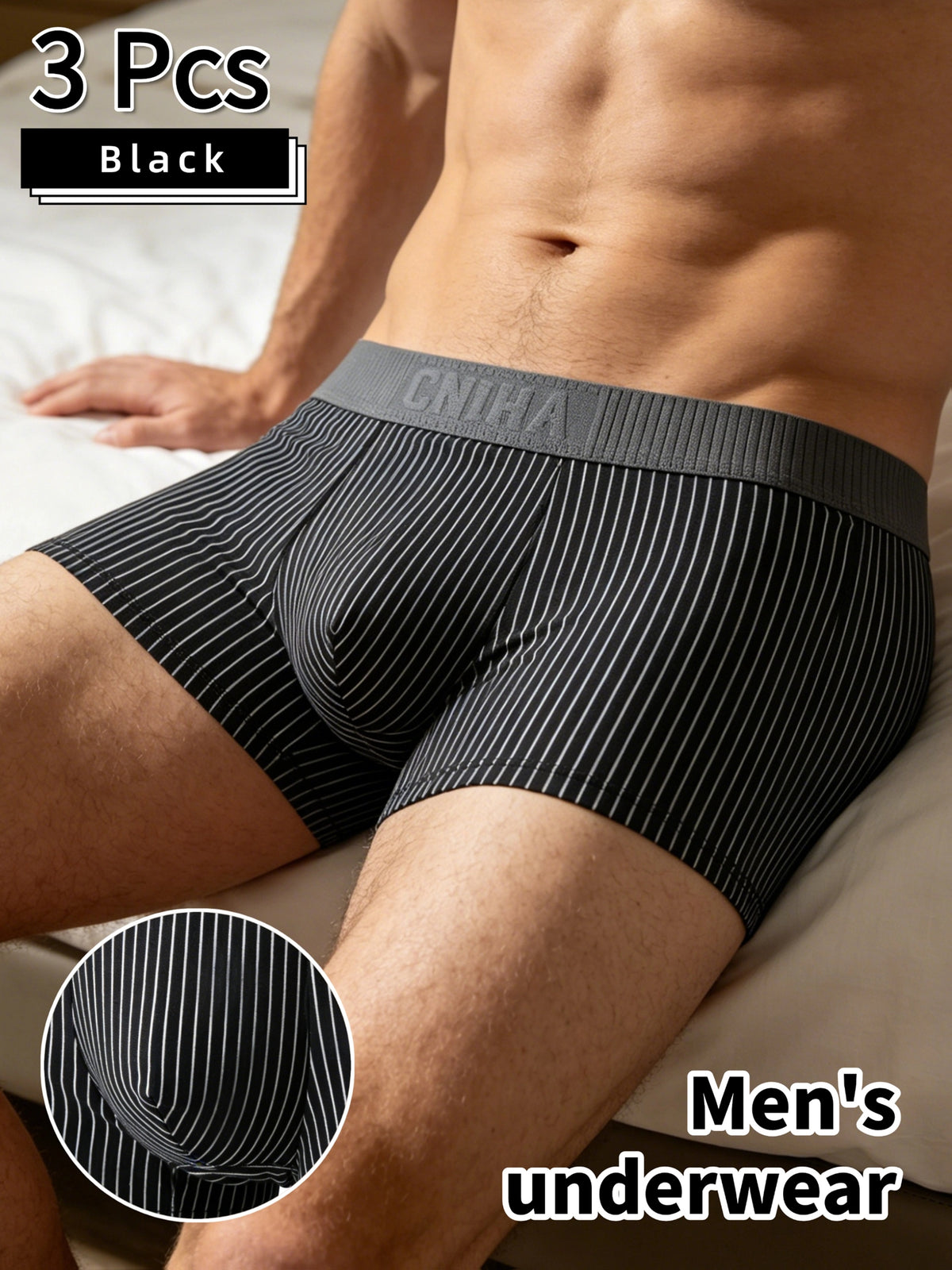 Boxer de sport respirant microfibre homme — lot de 3, noir