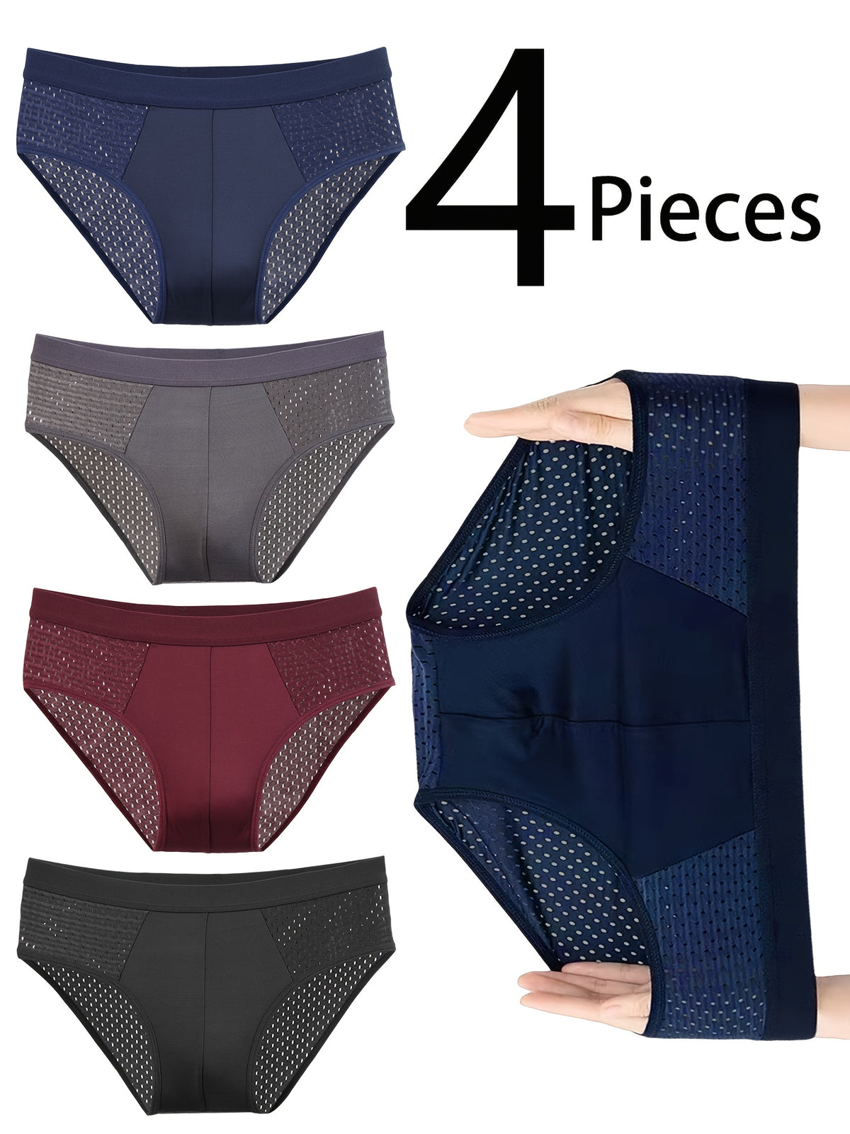 Slip respirant microfibre homme — lot de 4, uni, du XS au XL