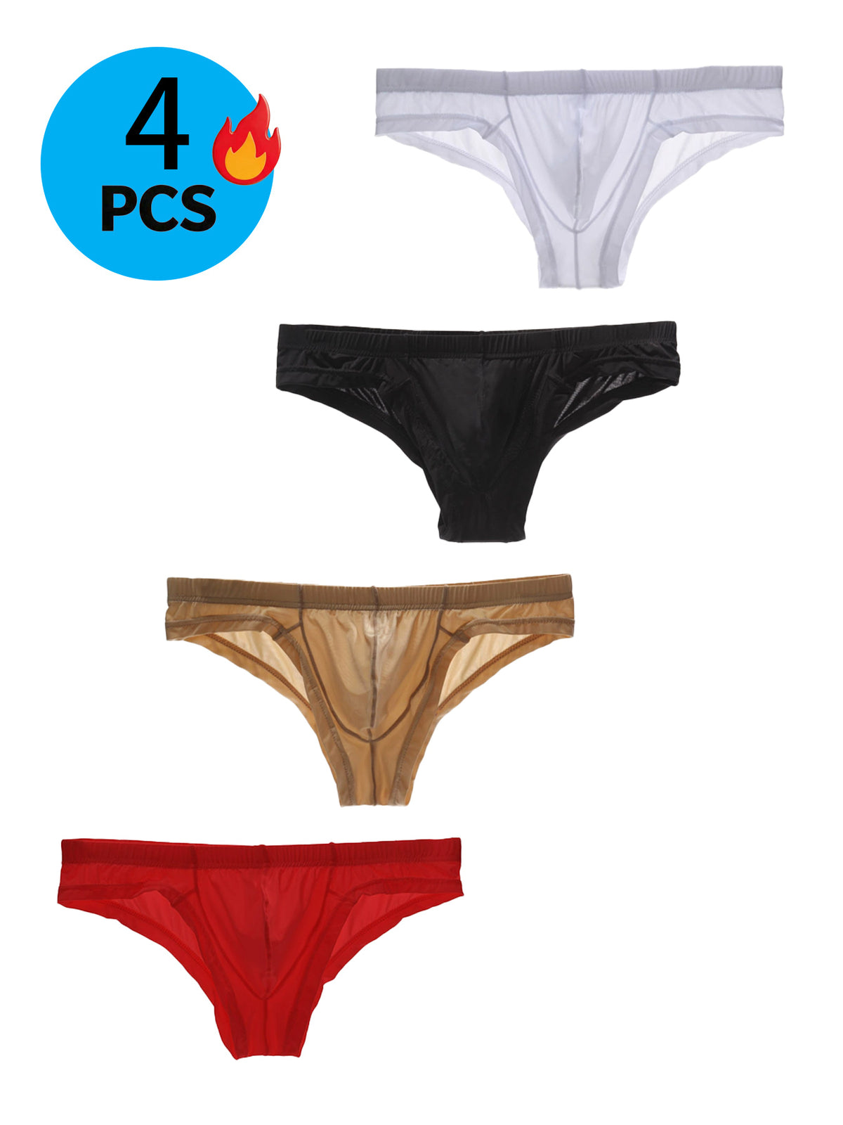 Slip taille basse respirant microfibre homme — lot de 4, uni, du S au XL (modèle 2)