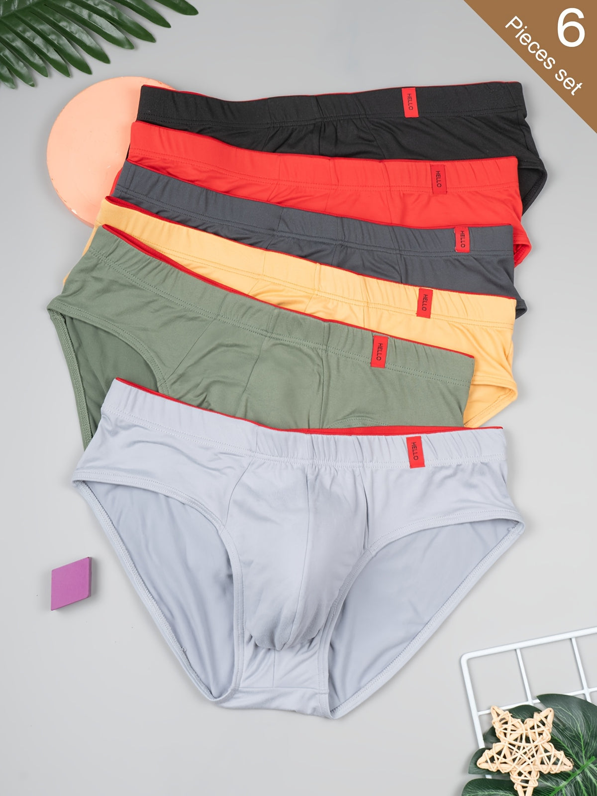 Slip respirant microfibre homme — lot de 6, assortiment A