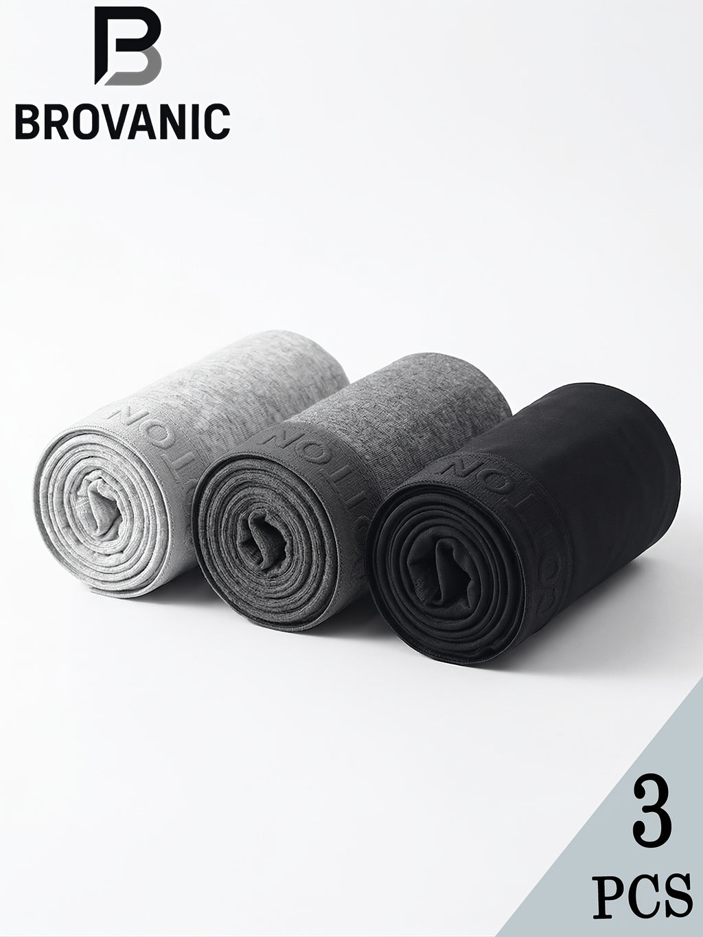 Boxer respirant coton homme — lot de 3, noir + gris foncé + blanc