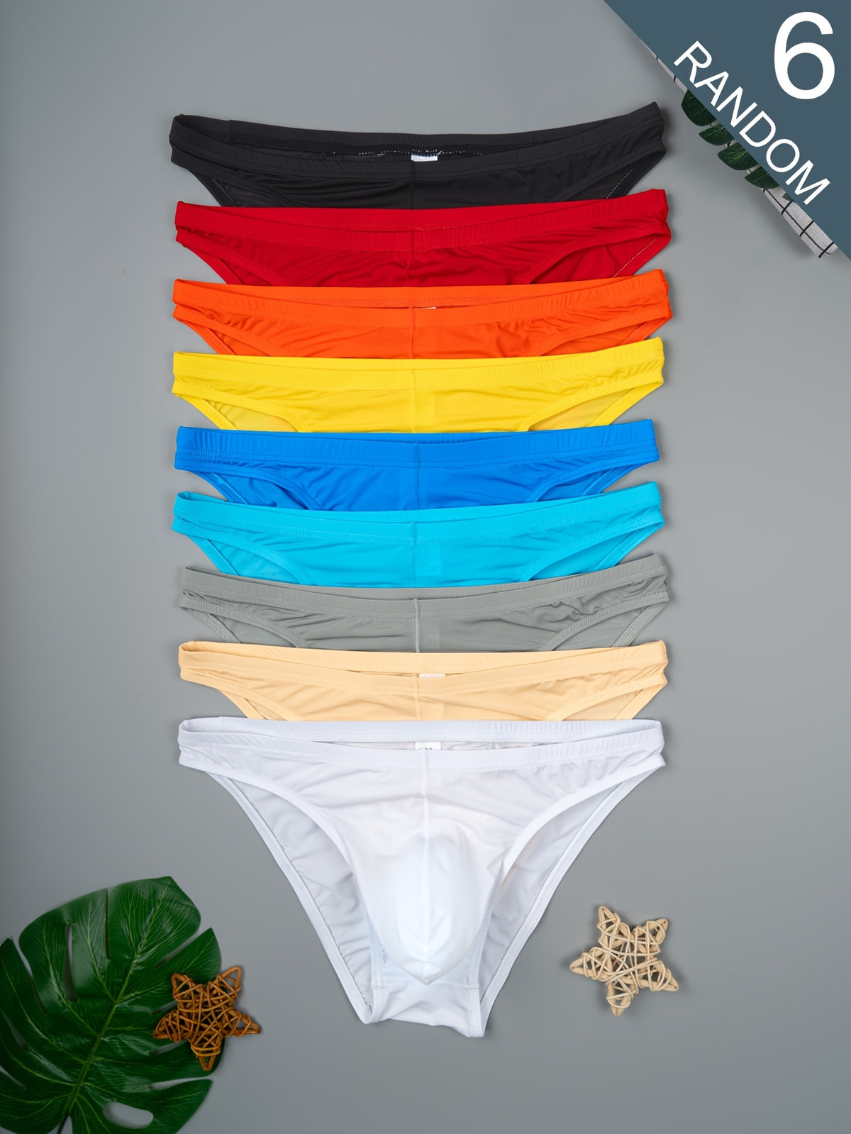Slip séchage rapide respirant microfibre homme — lot de 6, uni, du S au XXL (modèle 2)