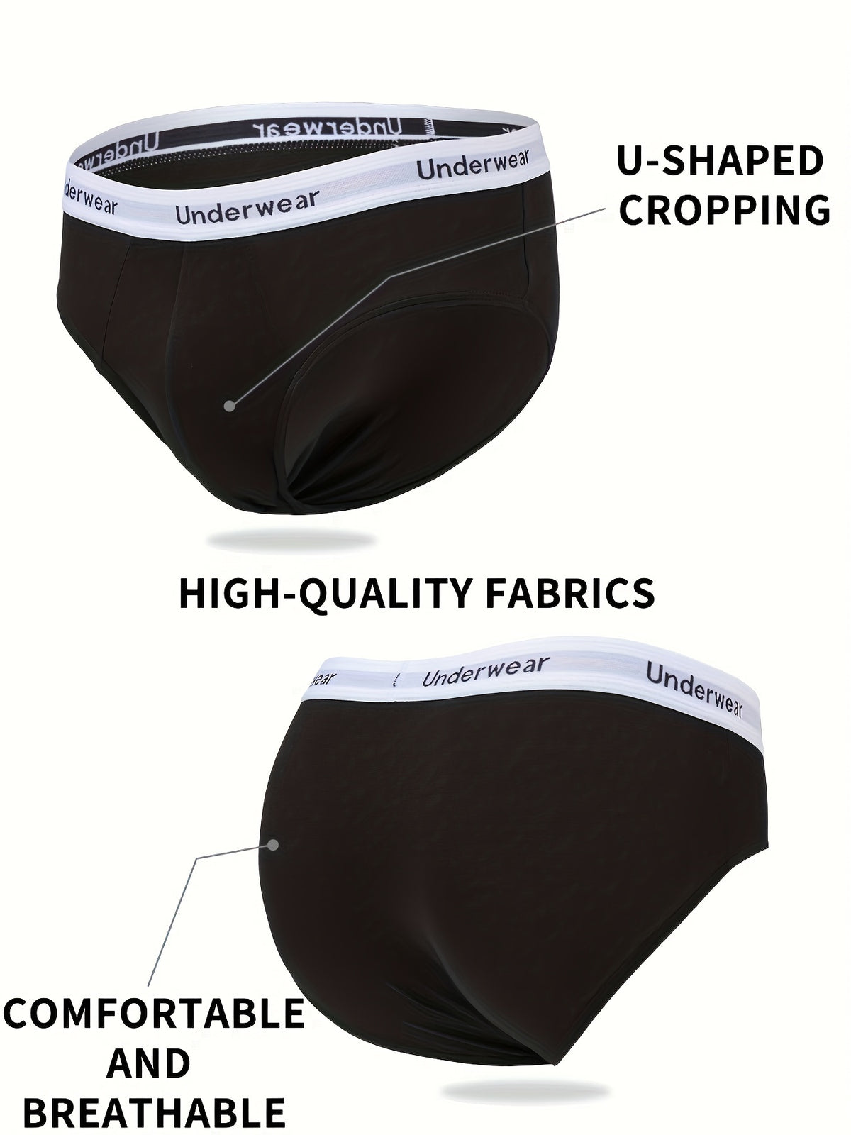 Slip respirant bambou homme — lot de 4, noir + bleu + gris foncé + blanc