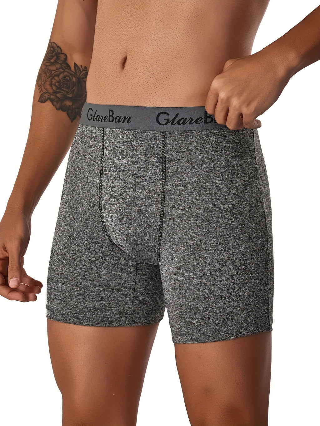 Boxer long microfibre homme — lot de 5, uni, assortiment E