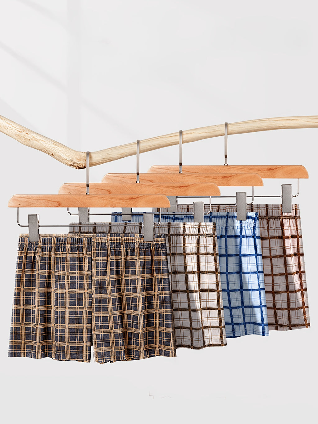 Boxer large respirant microfibre homme — lot de 5, à carreaux