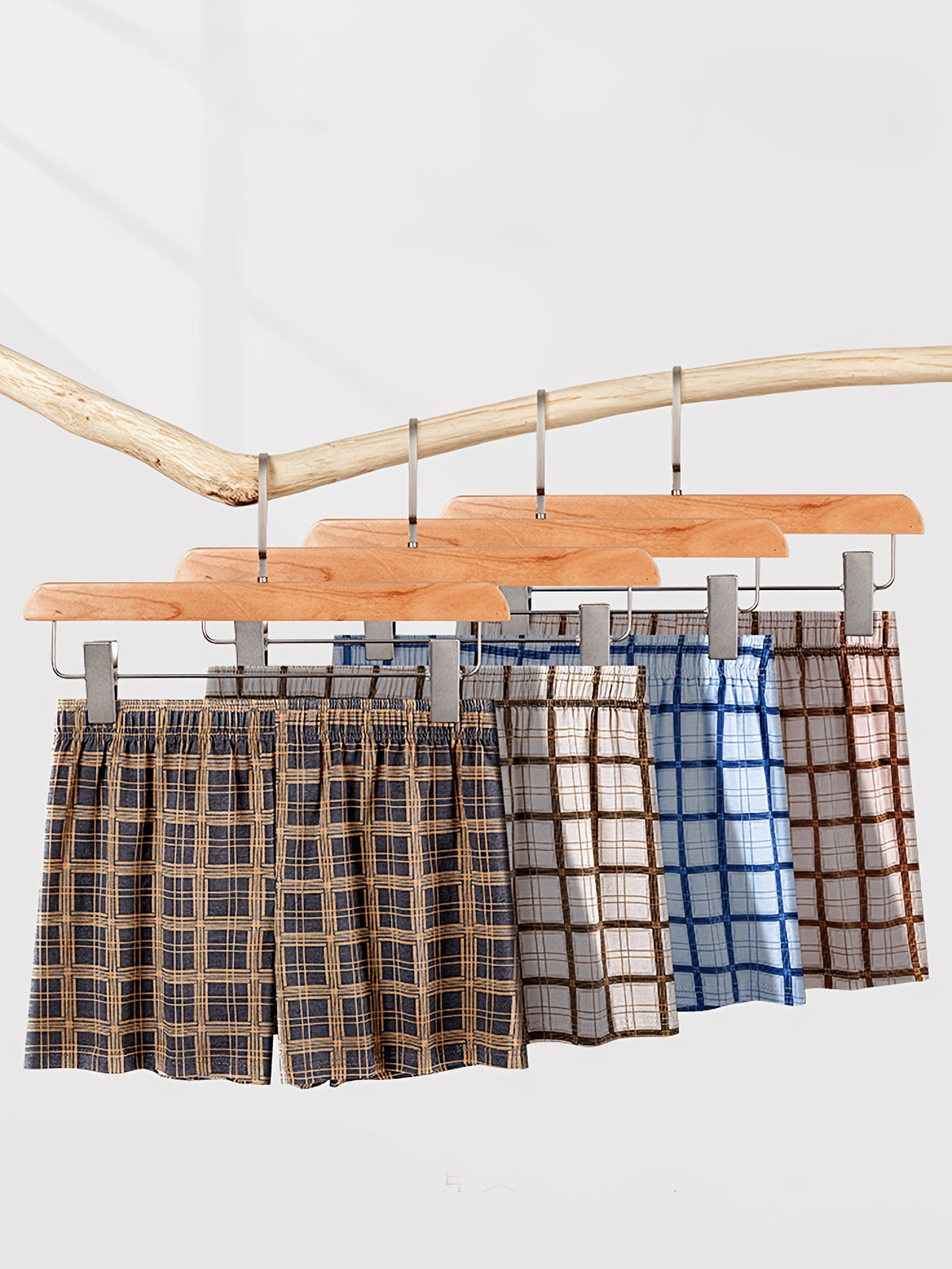 Boxer large respirant microfibre homme — lot de 5, à carreaux