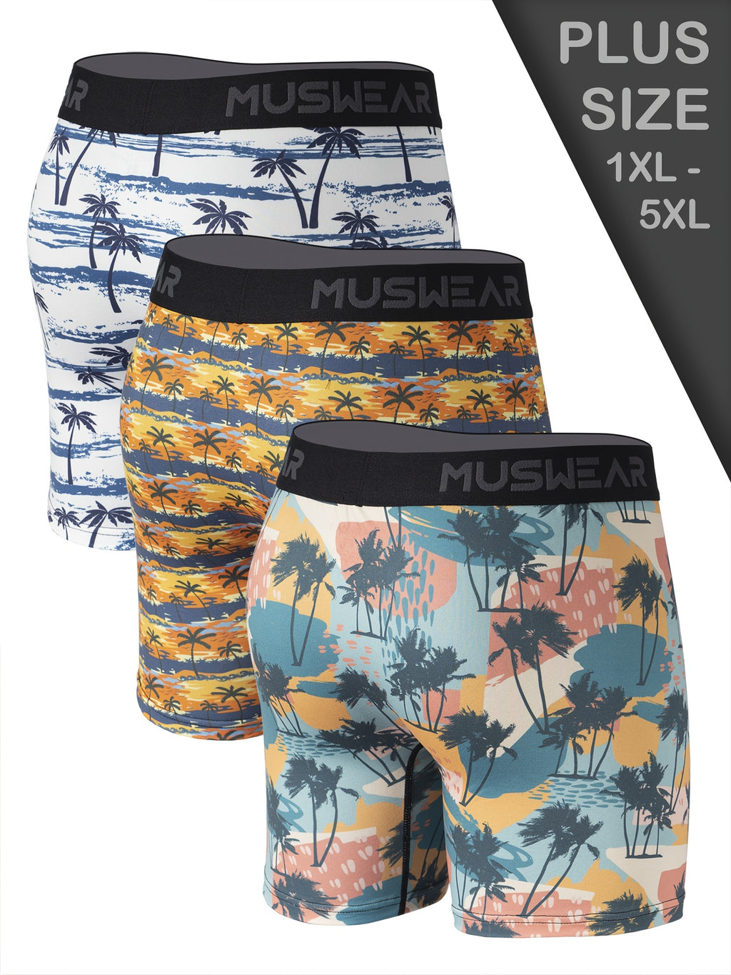 Boxer large grande taille microfibre homme — lot de 3, imprimé