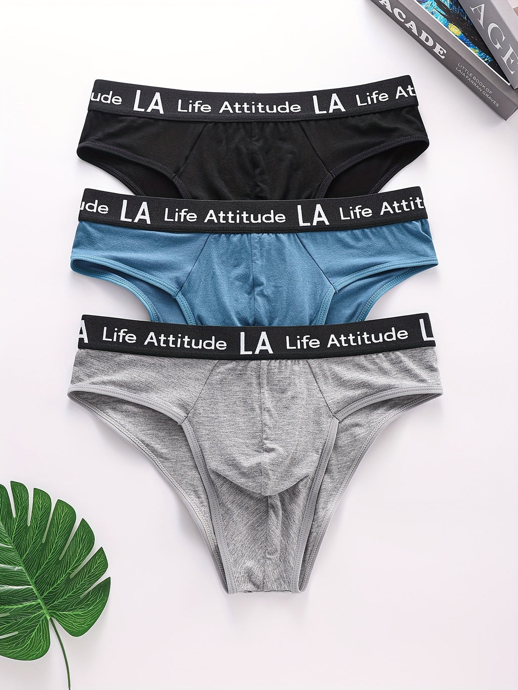 Slip respirant bambou homme — lot de 3, noir + gris foncé + bleu marine