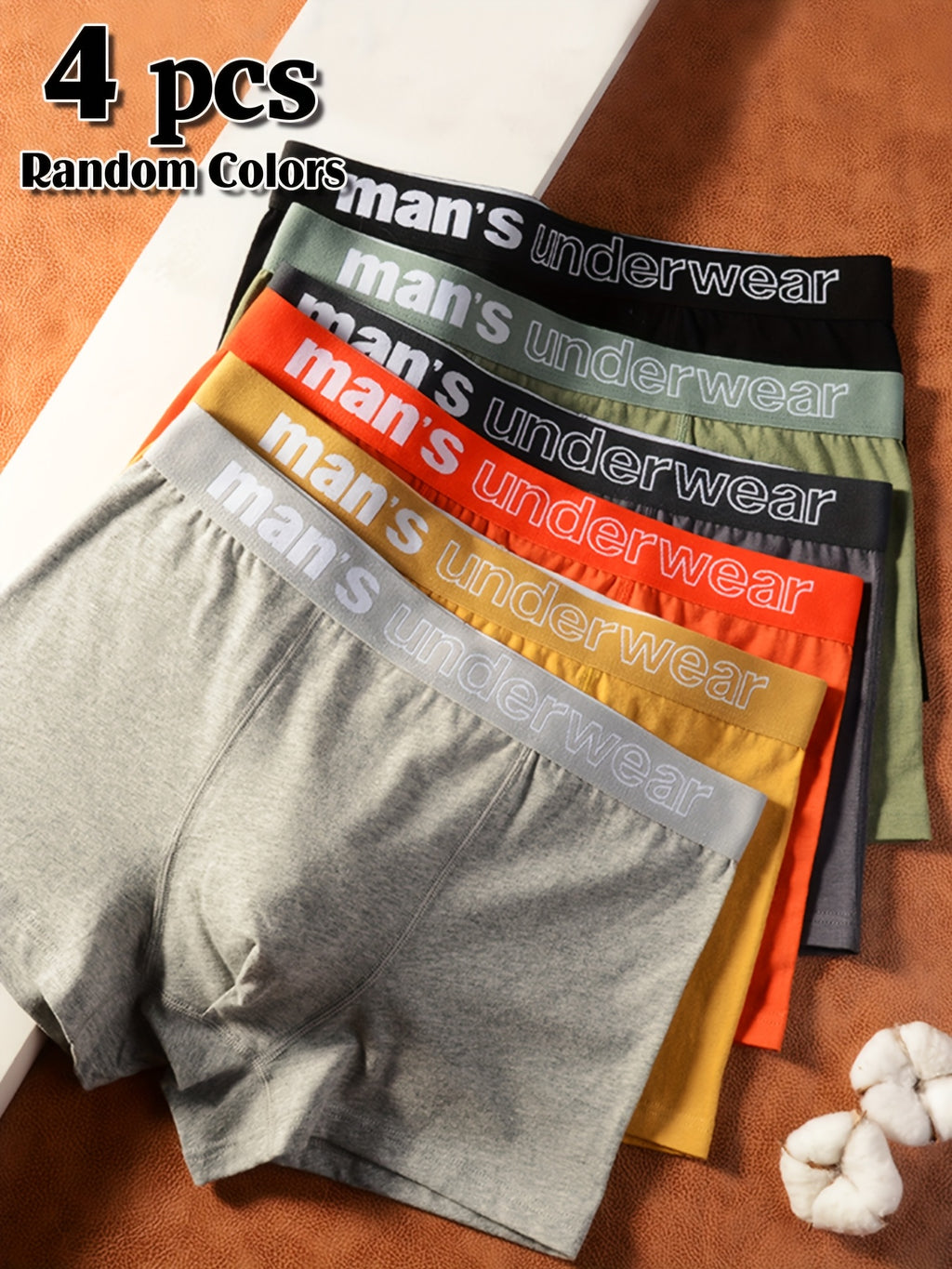 Boxer respirant coton homme — lot de 4, uni, du XXS au XL