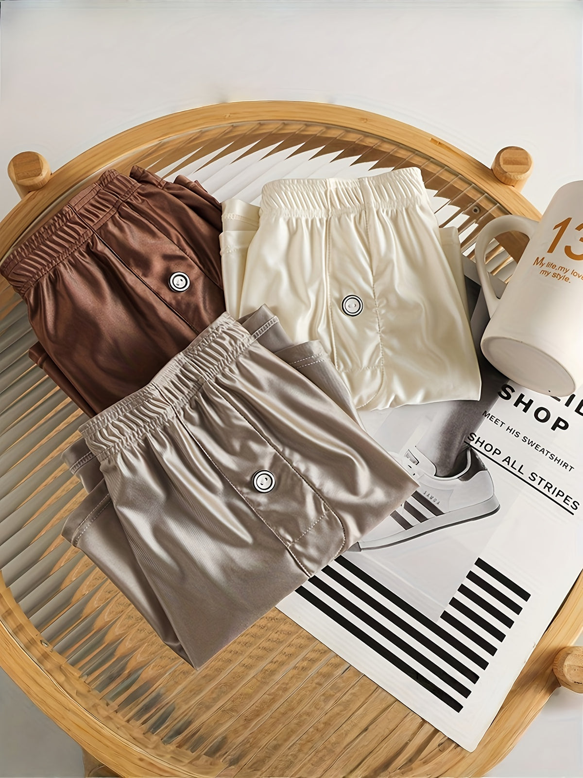 Boxer large de sport soie homme — lot de 3, uni