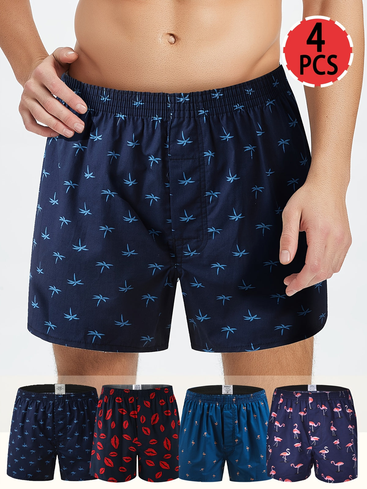 Boxer taille haute de sport coton homme — lot de 4