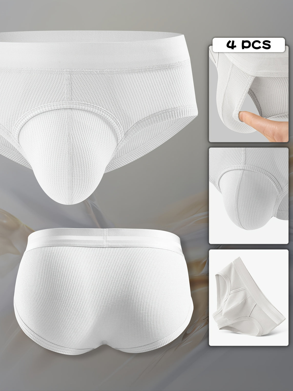 Slip respirant bambou homme — lot de 4, uni, assortiment A