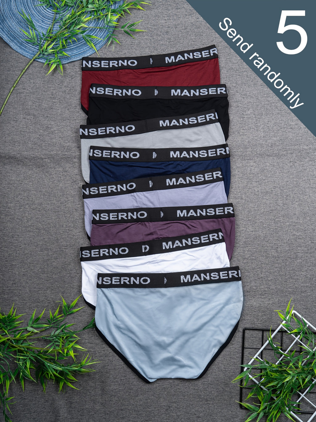 Slip respirant bambou homme — lot de 5, uni, du S au XXL (modèle 2)