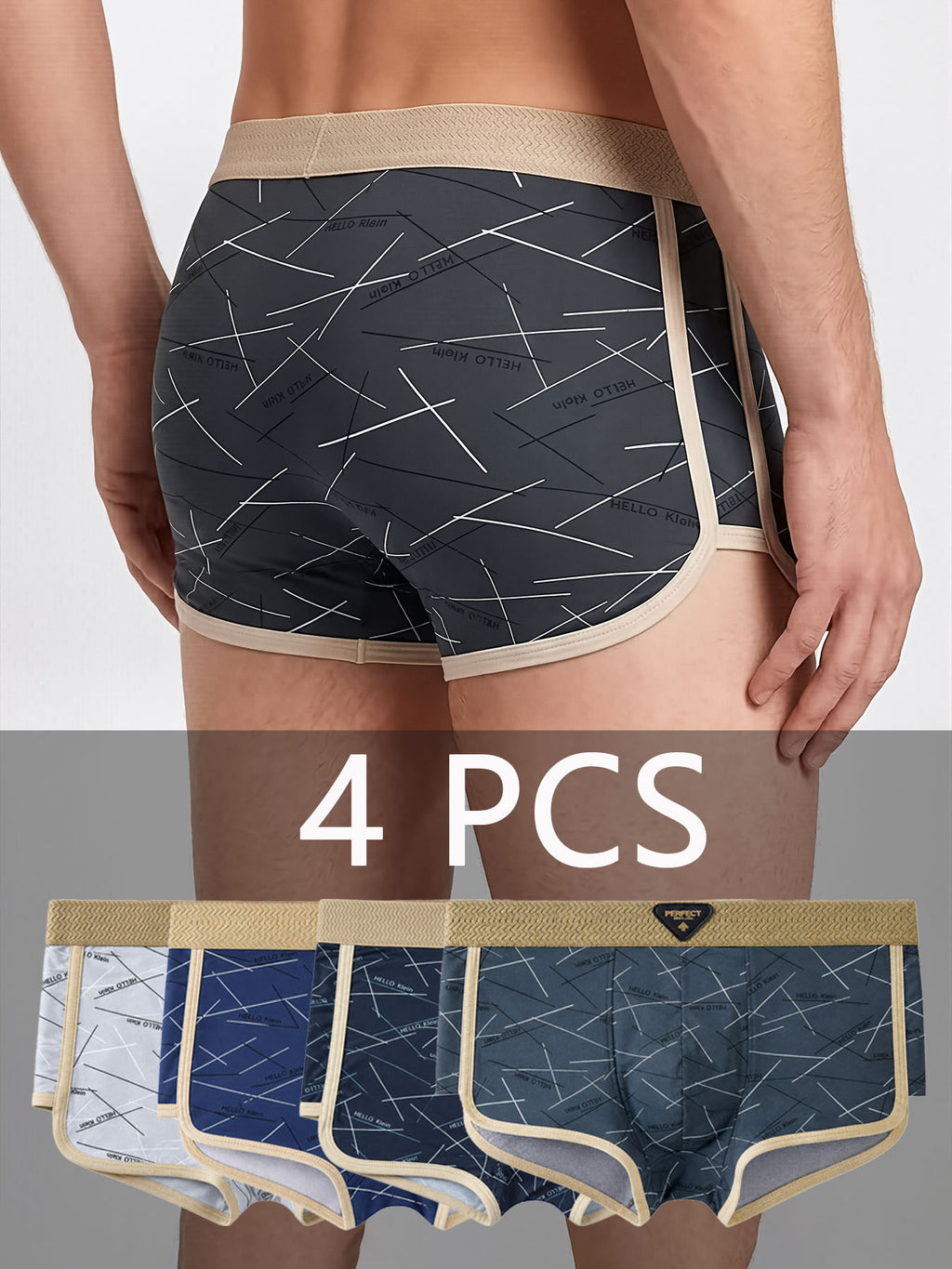 Boxer respirant microfibre homme — lot de 4, rayé