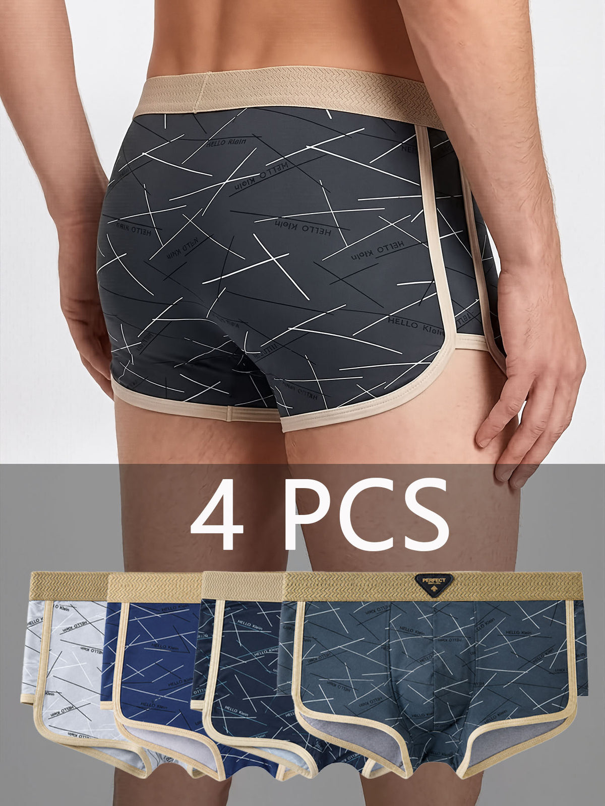 Boxer respirant microfibre homme — lot de 4, rayé