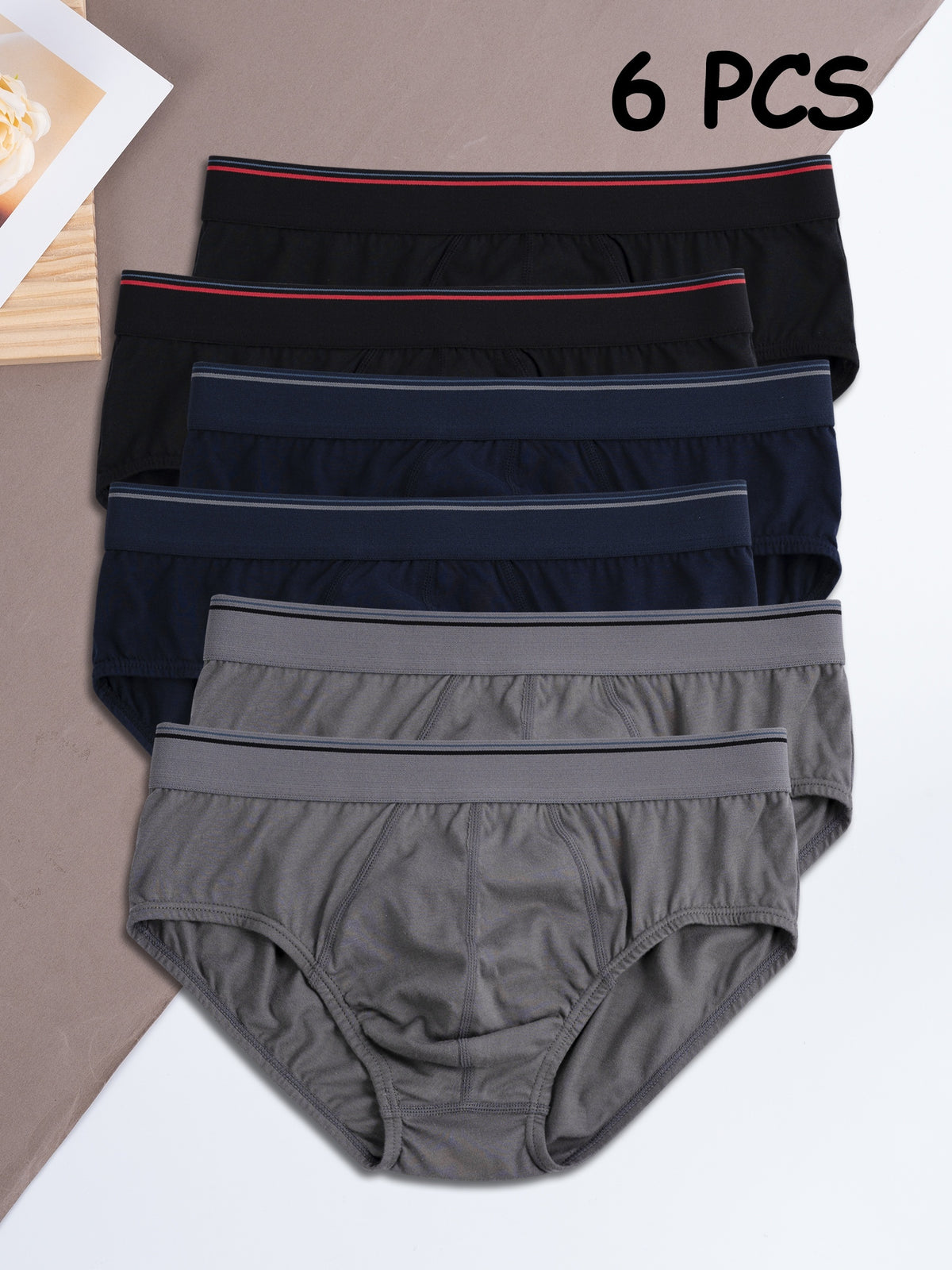Slip coton homme — lot de 6, rayé