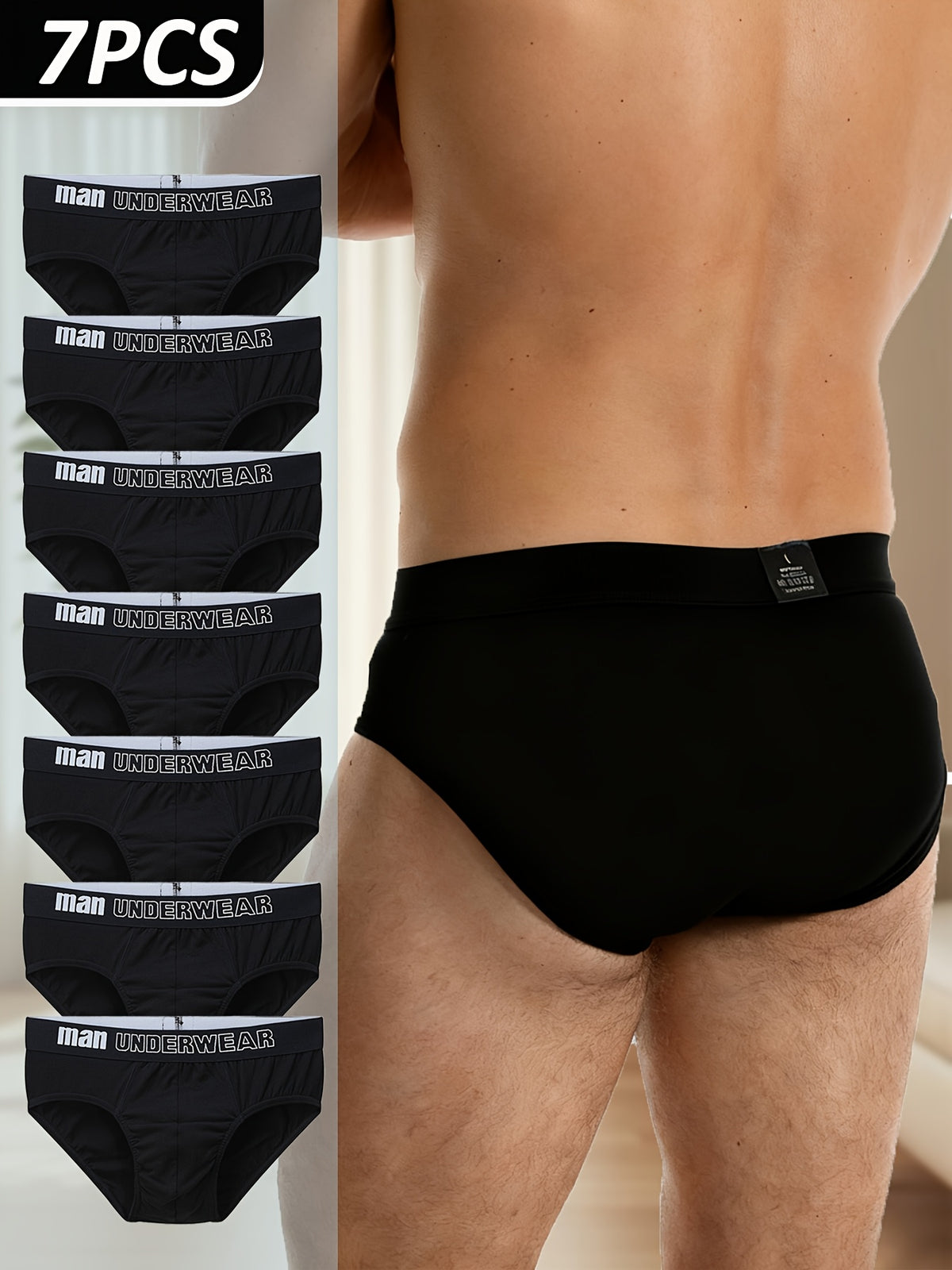 Slip coton homme — lot de 7, noir, 5 % d'élasthanne