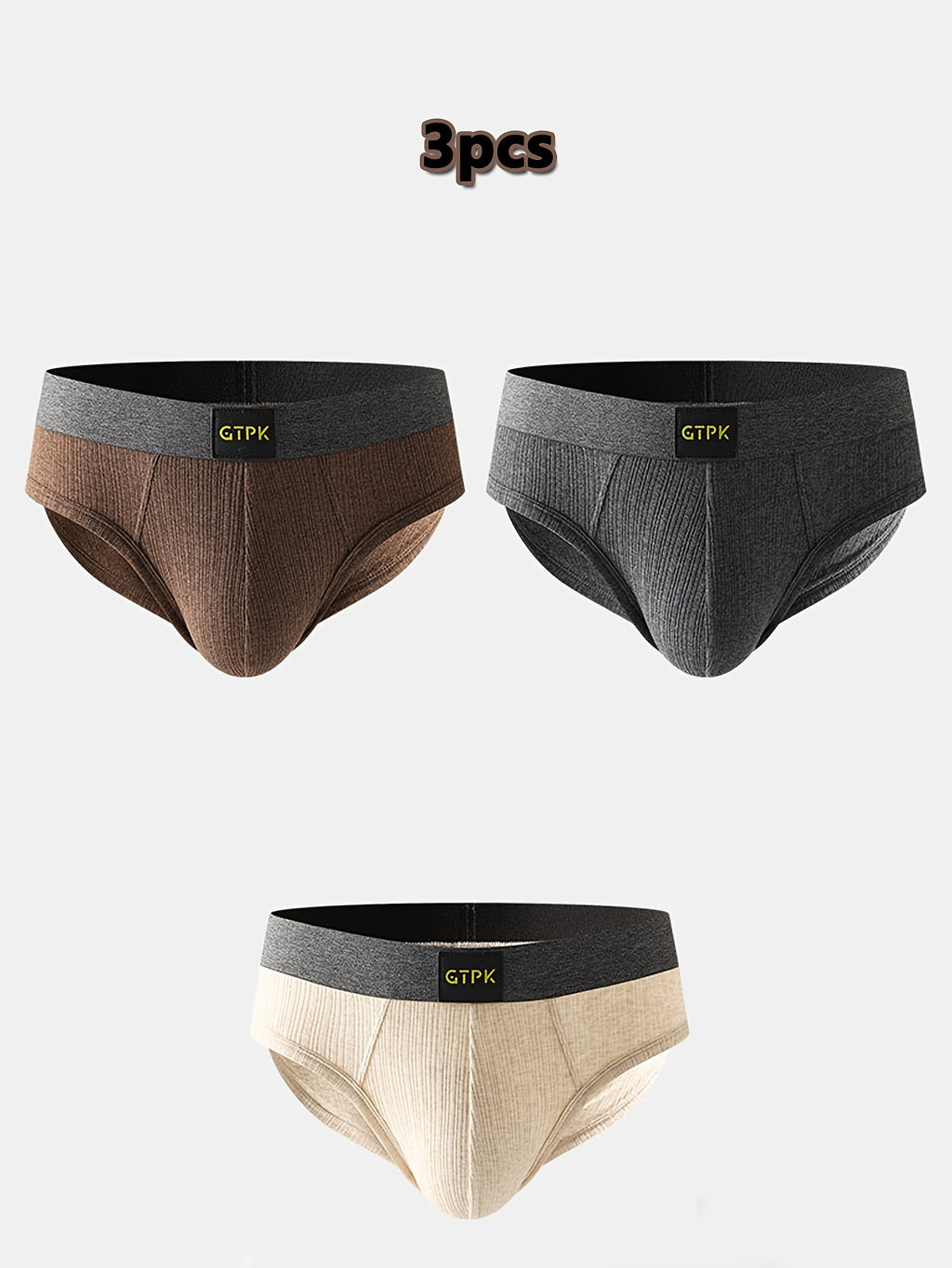 Slip coton homme — lot de 3, uni, assortiment S, du M au XXL